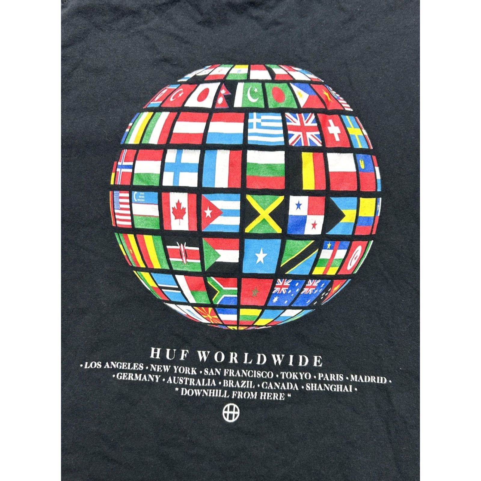Huf HUF T-Shirt Skater Graphic Worldwide Flags Adult Medium Black Mens Shirts Size US M / EU 48-50 / 2 - 2 Thumbnail