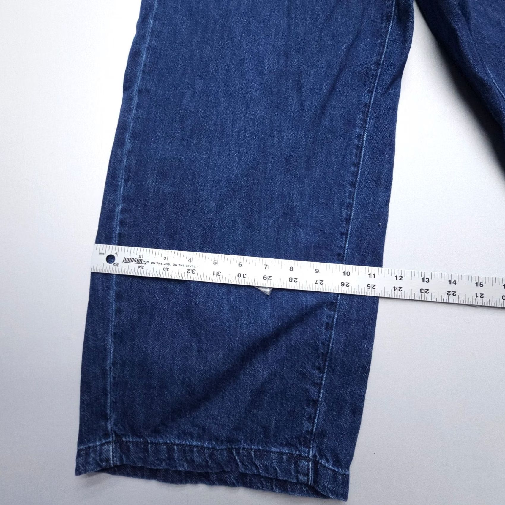 Zara Zara Jeans Womens Large Dark Wash High Rise Wide Leg Straight Crop Elastic Waist Fashion Denim 5-Pocket Relaxed Regular Size L Blue Cotton Size 36" / US 14 / IT 50 - 5 Thumbnail