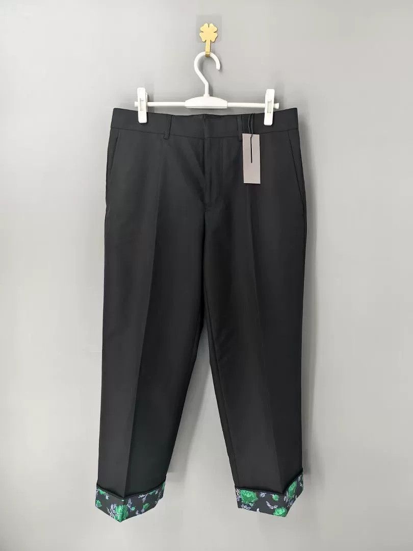 Dior Black Rose Cuffed Cropped Trousers