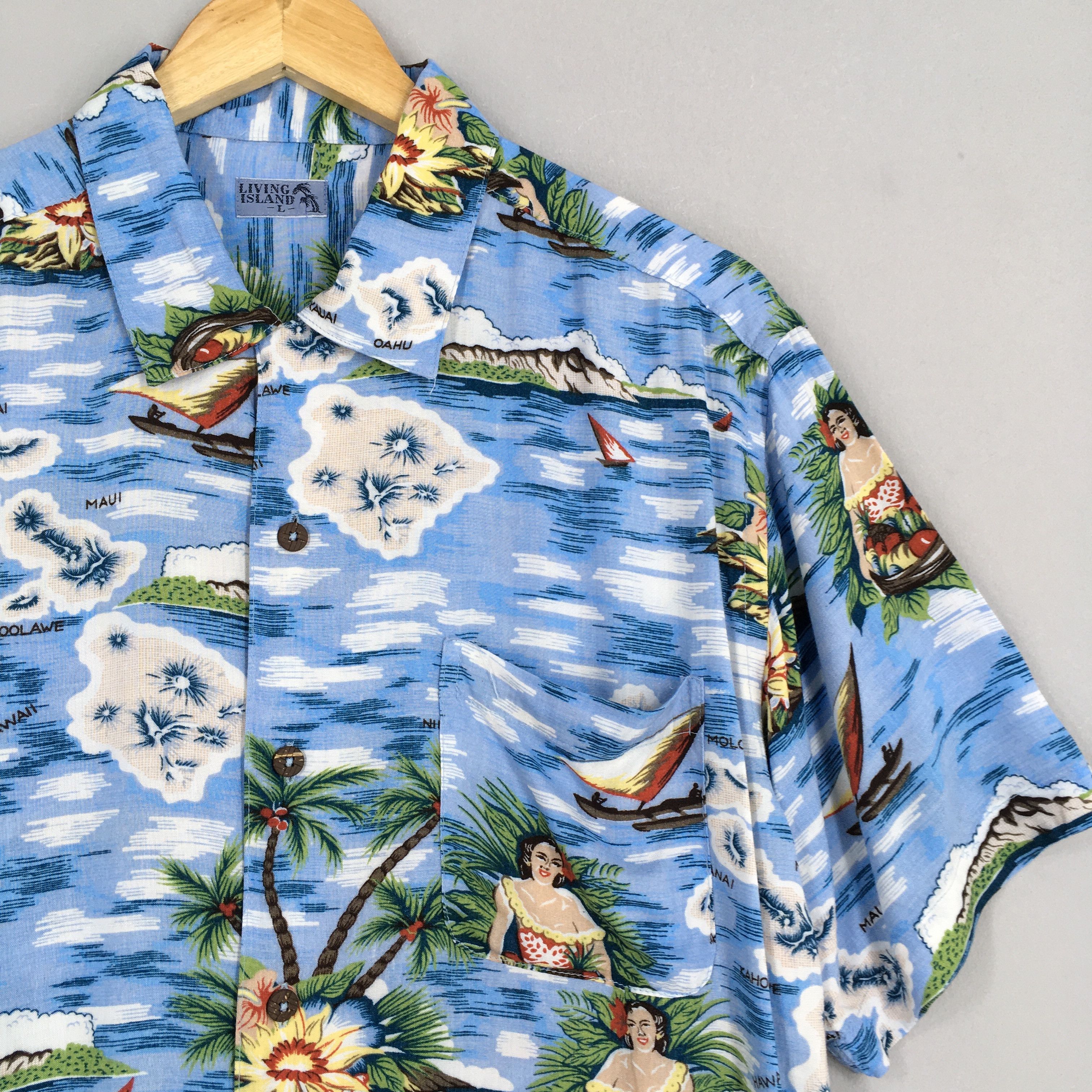 Life's a Beach Vintage Living Island Palm Tree Aloha Shirt Large Size US L / EU 52-54 / 3 - 2 Thumbnail