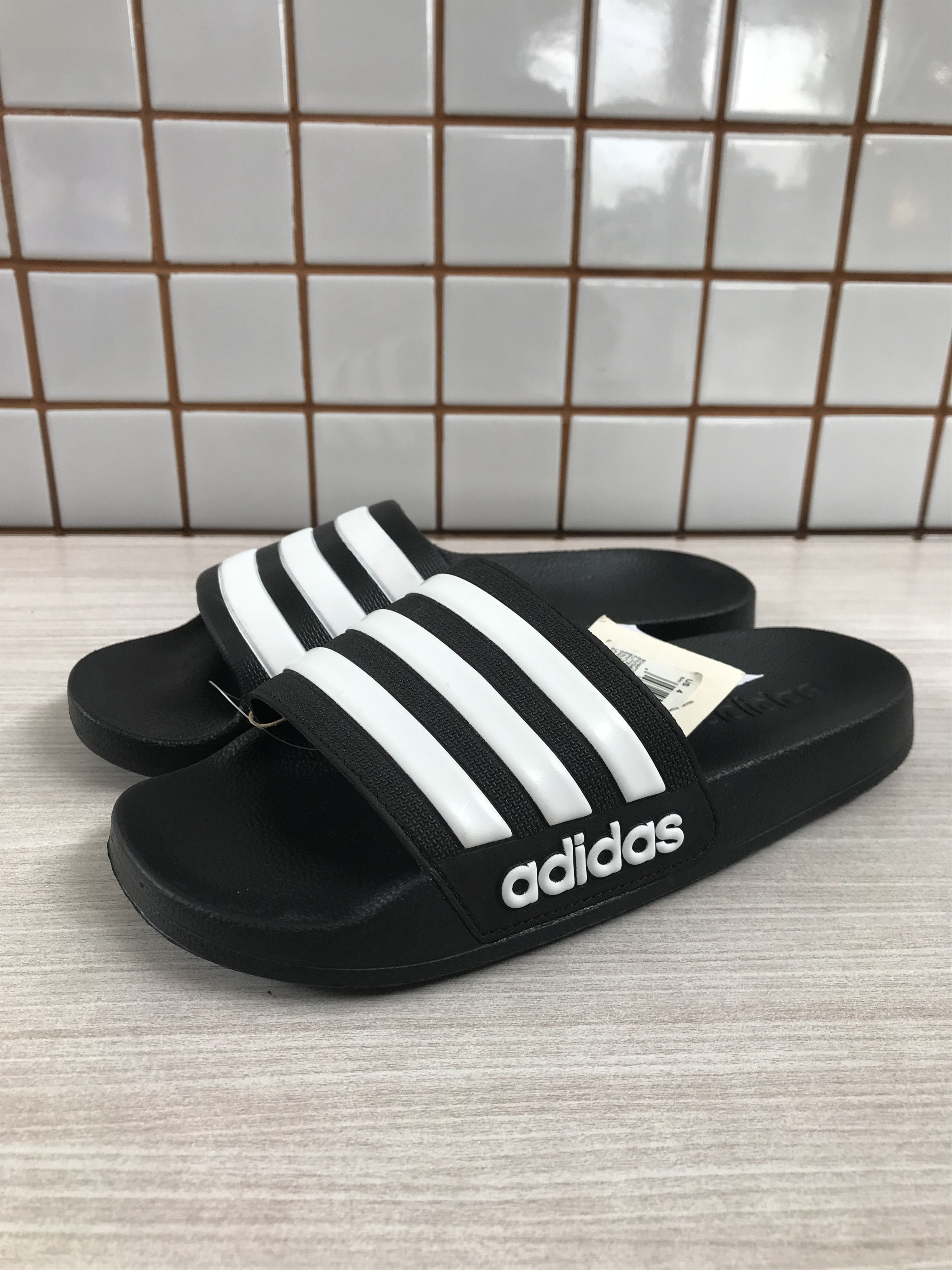 Adidas Adidas Adilette Sandals Slide black white Stripe Size 4uk Size US 4 / IT 34 - 1 Thumbnail