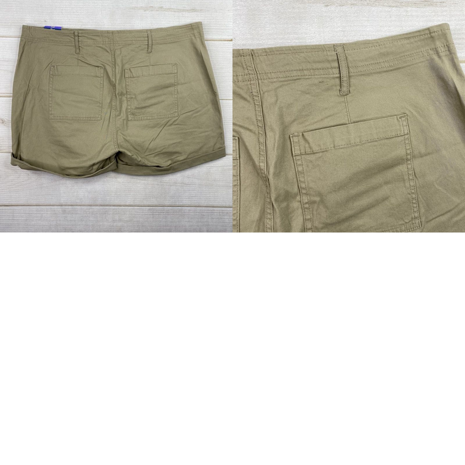 Vintage Terra & Sky Shorts Womens 18W Tan Button Up Cuffed Pockets Stretch Khaki NWT Size 40" / US 18 - 9 Thumbnail
