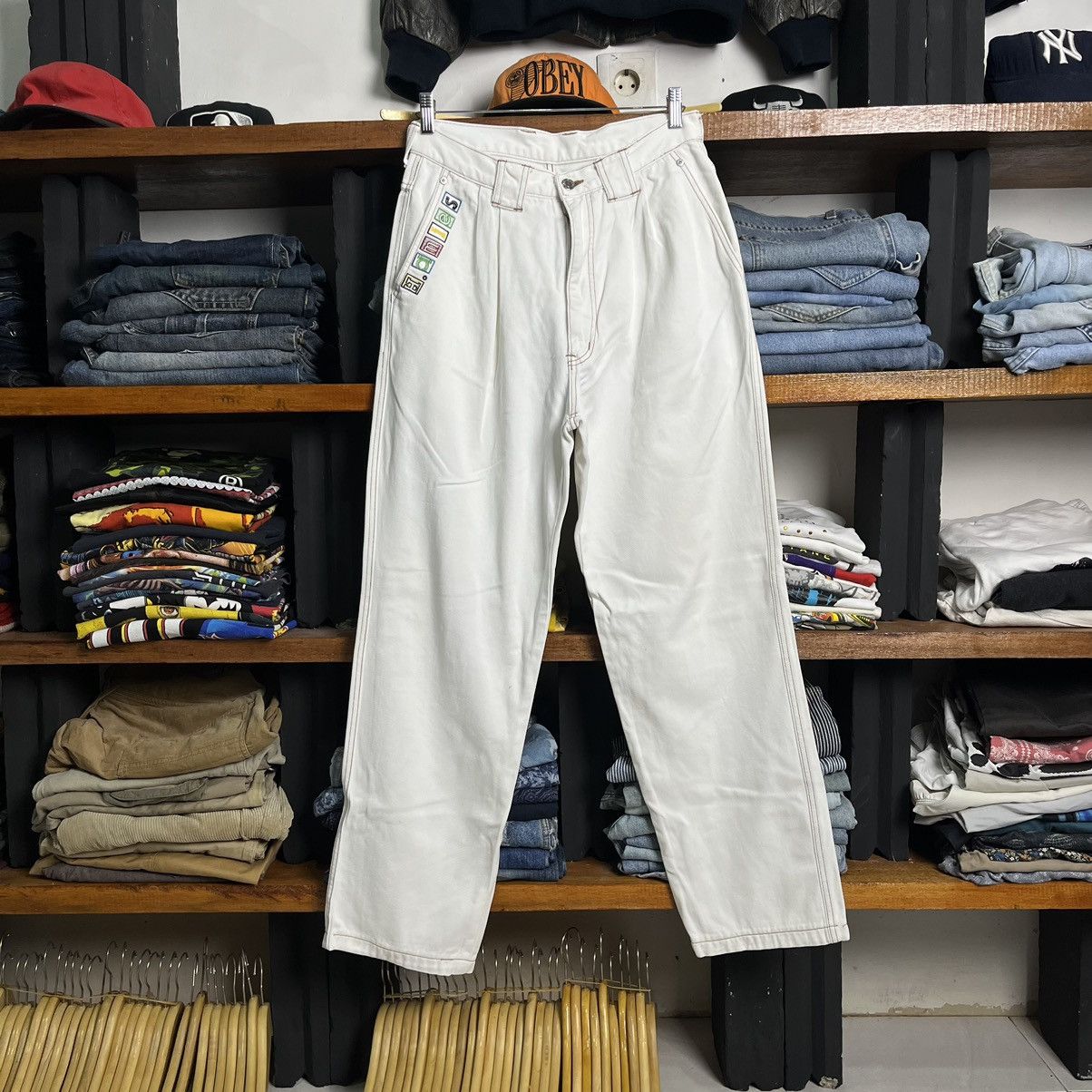 Hardy Amies × JNCO × Japanese Brand Y2K Hardy Amies Sport London Bear Embroidered Baggy Jeans Size US 31 - 5 Thumbnail