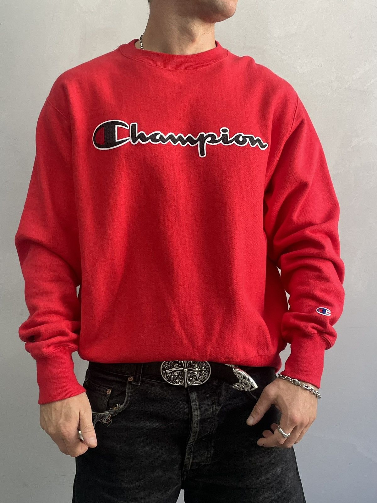 Champion Champion embroidered sweatshirt y2k big logo Size US XL / EU 56 / 4 - 1 Thumbnail