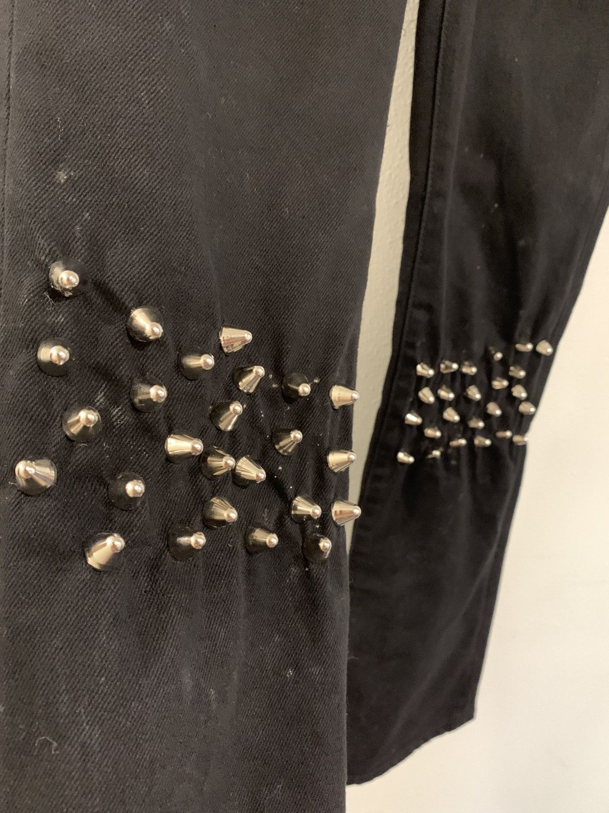 Hedi Slimane custom flared studded knee denim Size US 31 - 4 Thumbnail