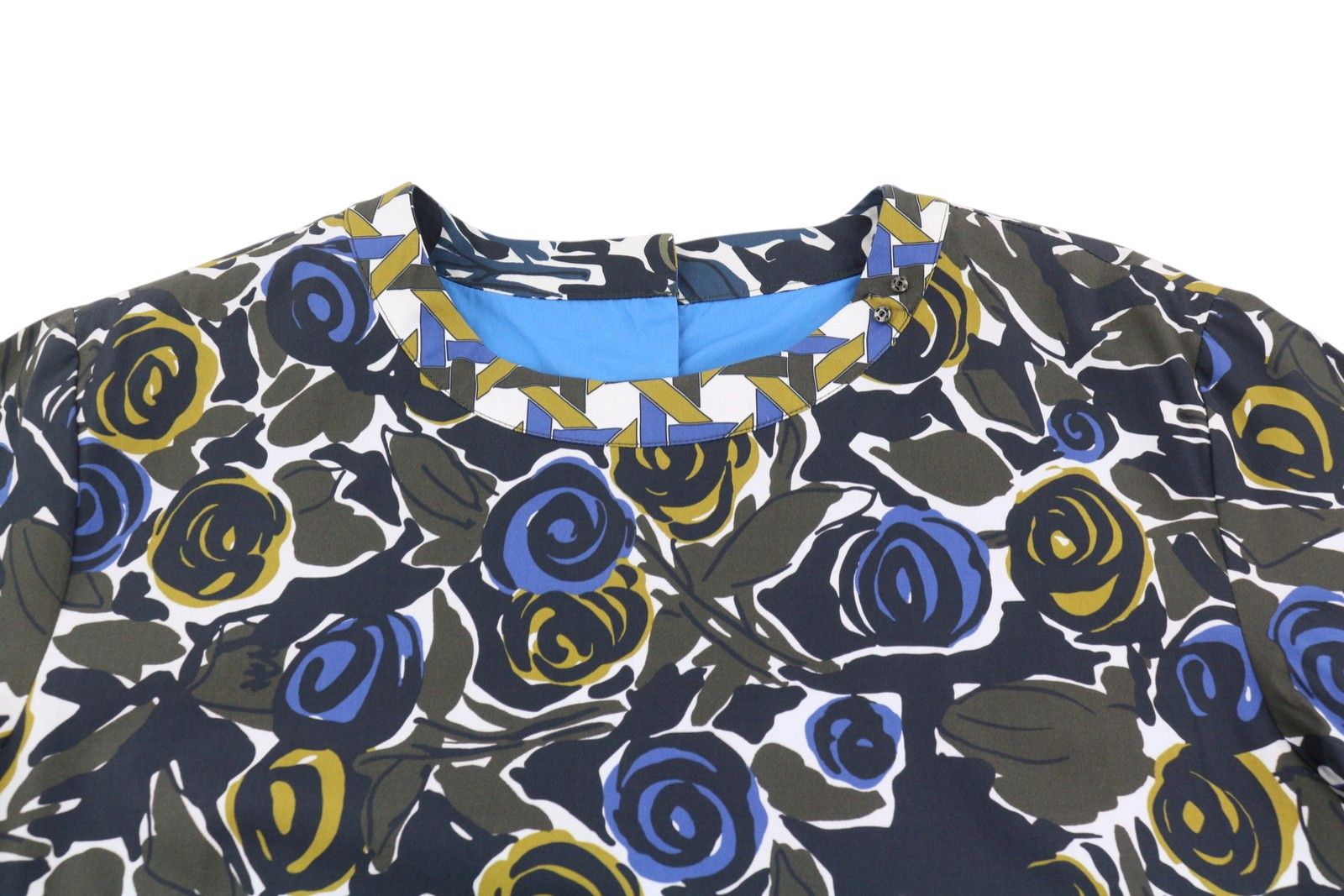 Max Mara EU36 S Khaki Floral Print Lined Dress 88794 Size S / US 4 / IT 40 - 5 Thumbnail