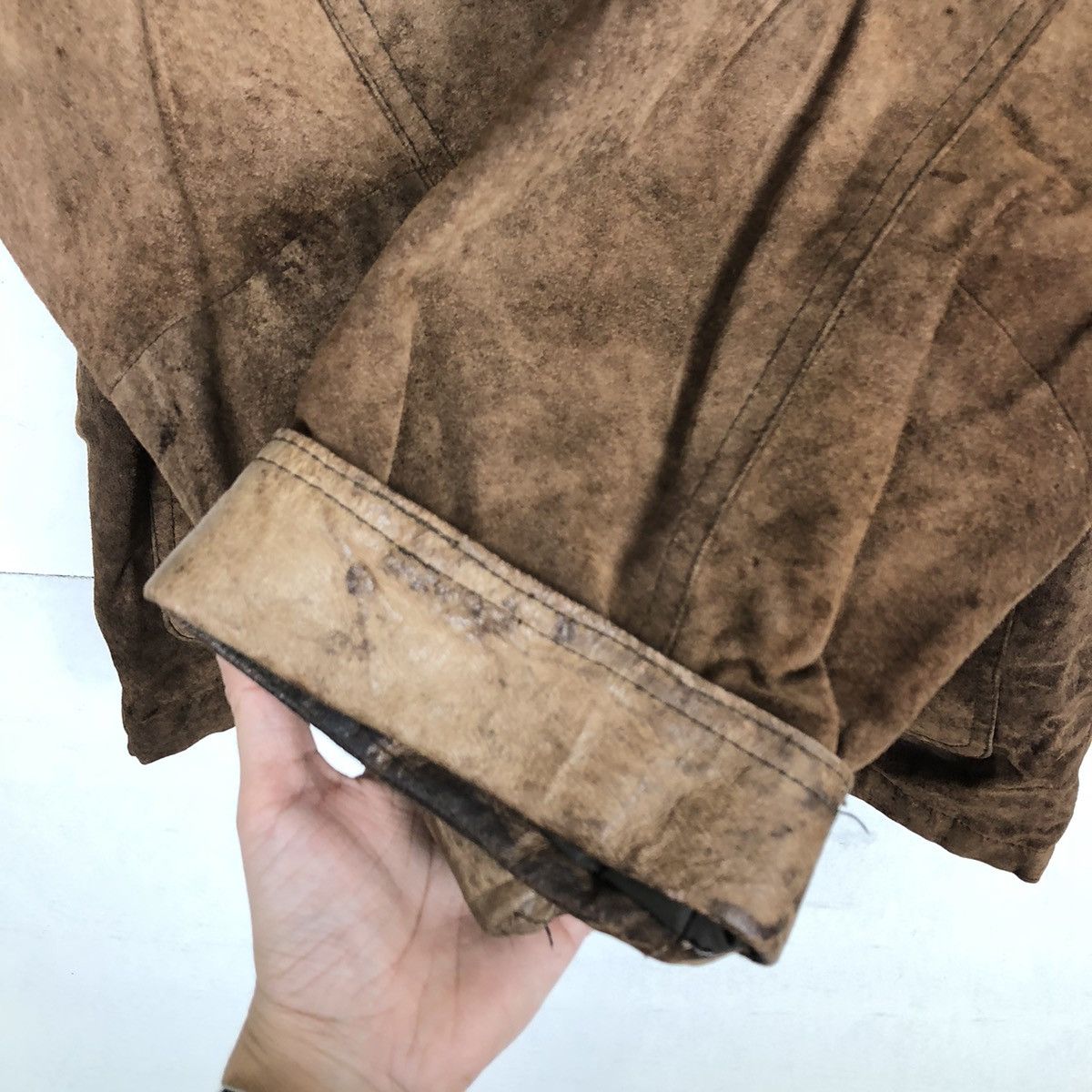 Japanese Brand 🔥VINTAGE GENUINE LEATHER JACKET CARGO INSPIRE ISSEY MIYAKE Size US L / EU 52-54 / 3 - 11 Thumbnail