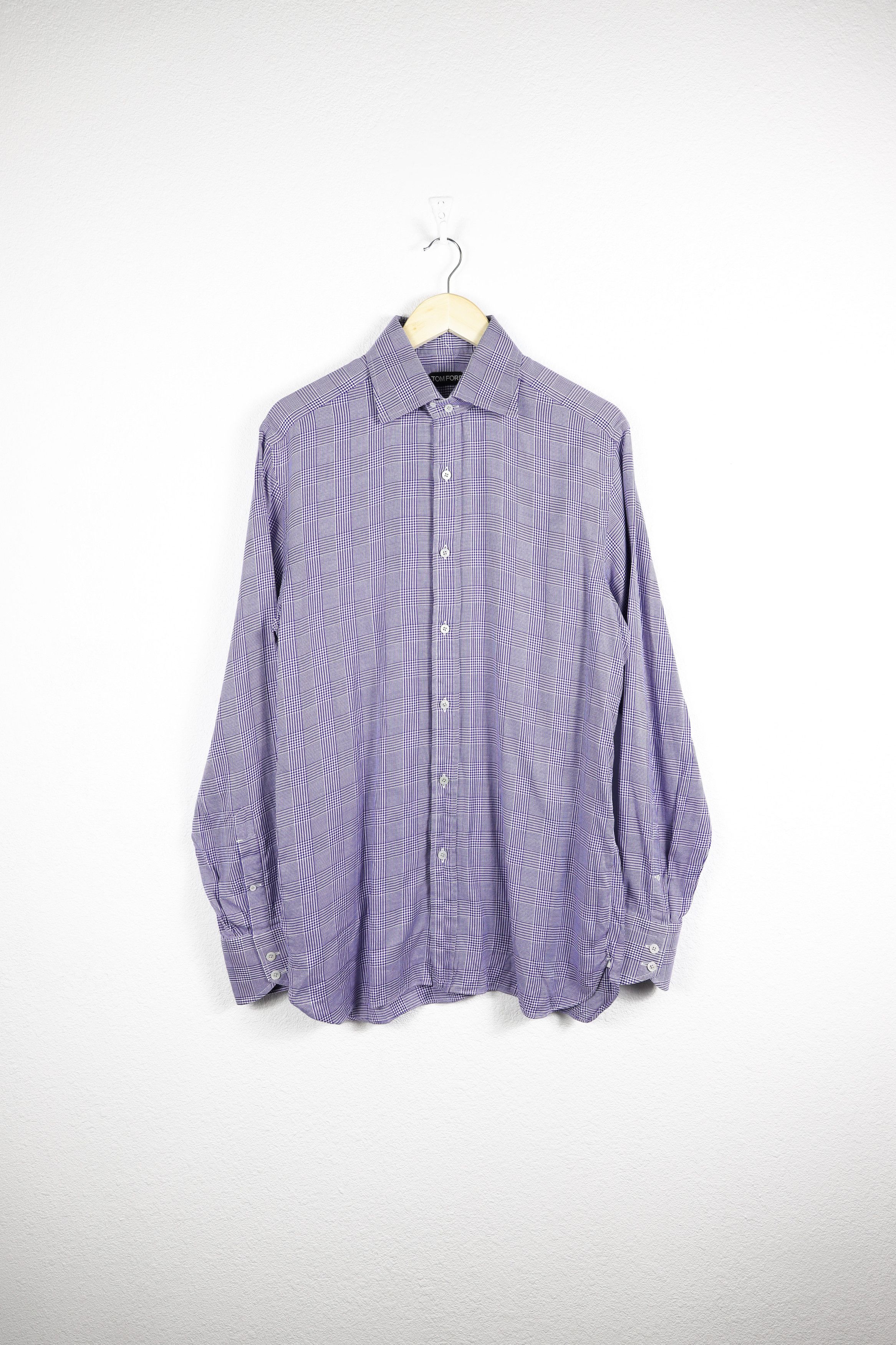 Tom Ford Tom Ford Blue Houndstooth Plaid Check Formal Classic Shirt Size US XL / EU 56 / 4 - 1 Thumbnail