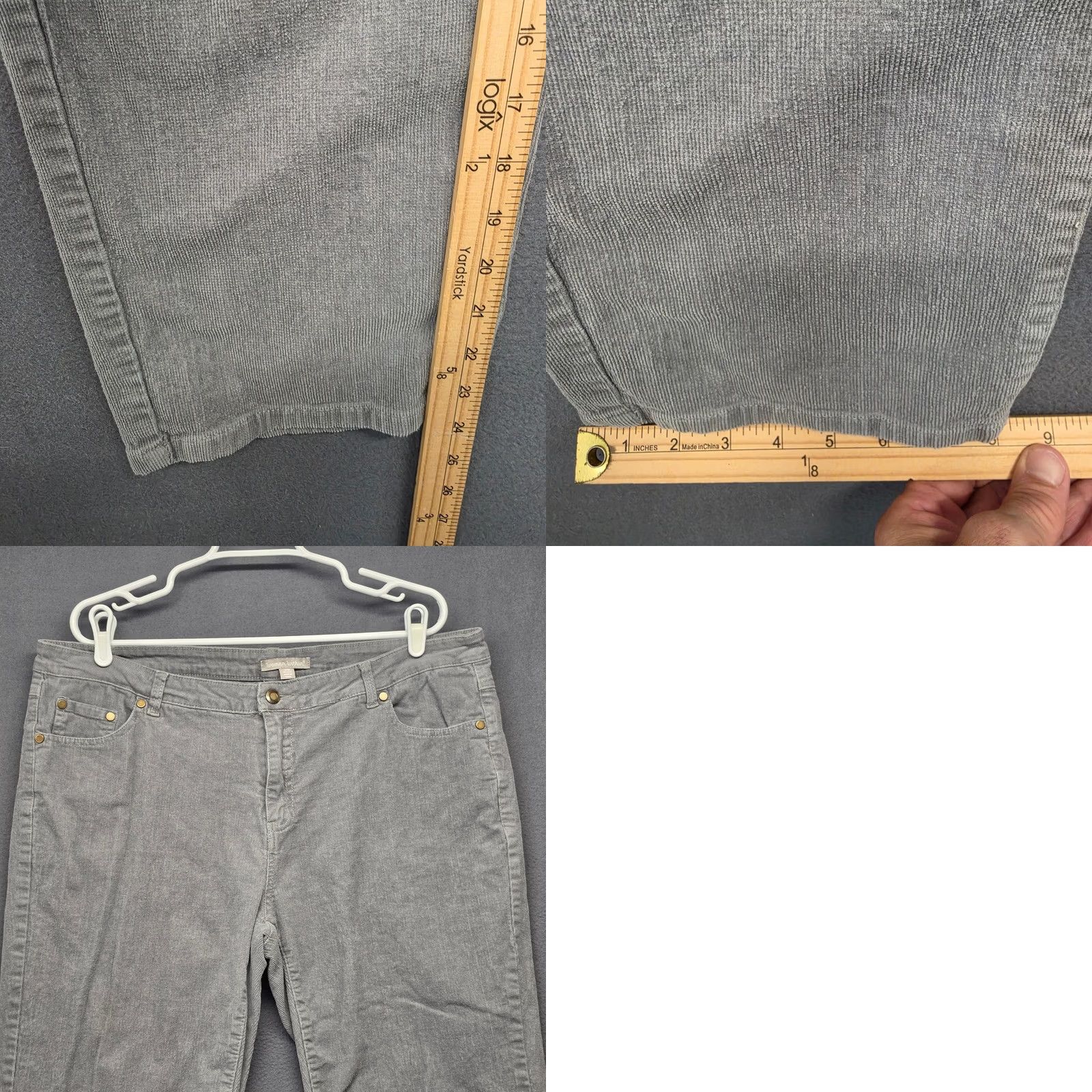 Vintage Woman Within Pants Womens 20W Grey Fine Wale Corduroy Straight Leg Stretch Size 42" / US 20 - 8 Thumbnail