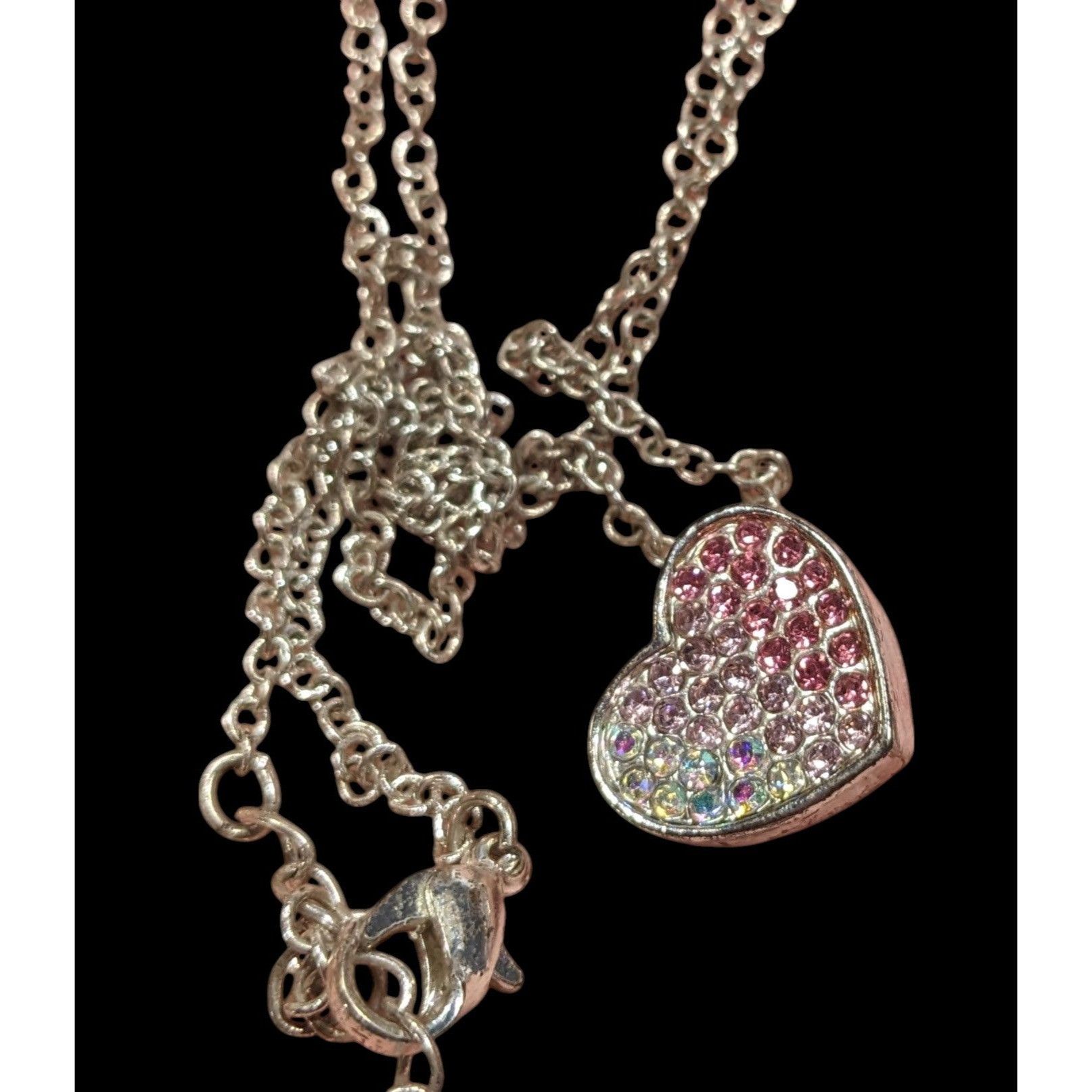 Other Coquette Heart Pendant Necklace With Pink And White Rhinesto Size ONE SIZE - 3 Thumbnail