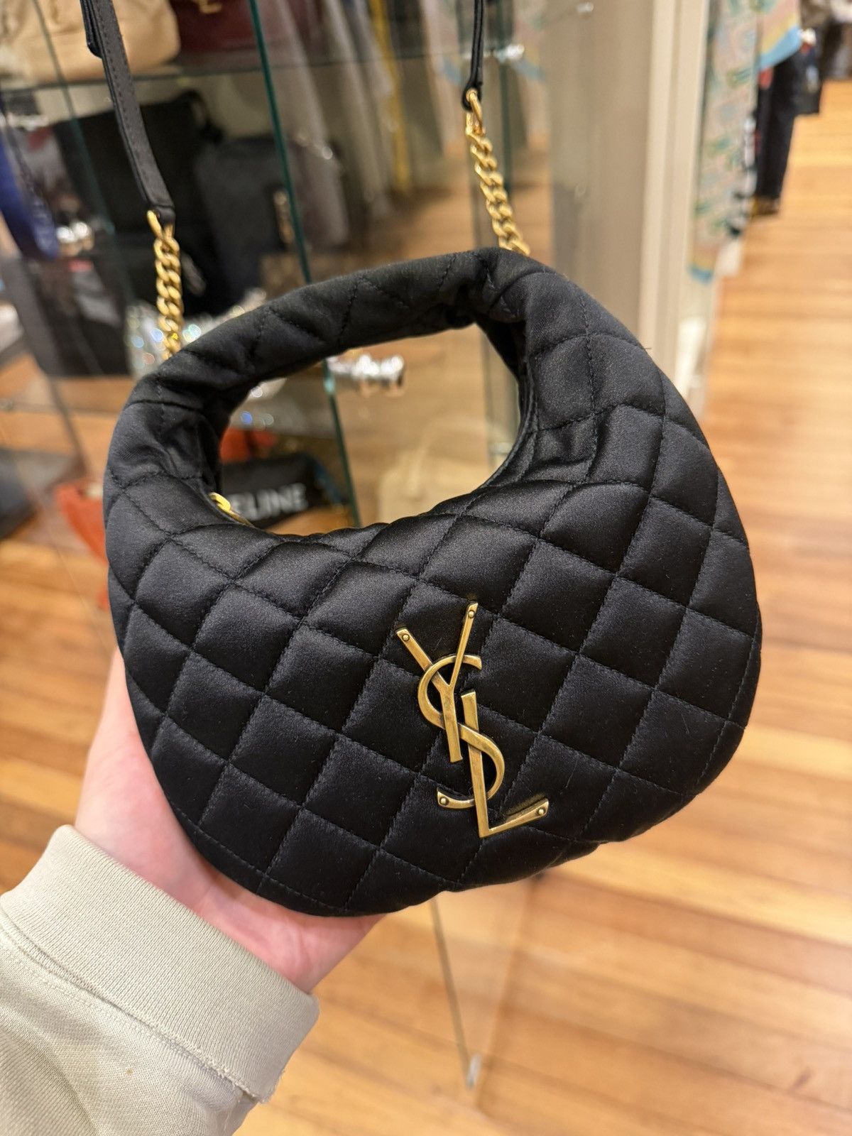 Saint Laurent Paris YSL Mini Icarino In Quilted Satin Black Size ONE SIZE - 2 Thumbnail