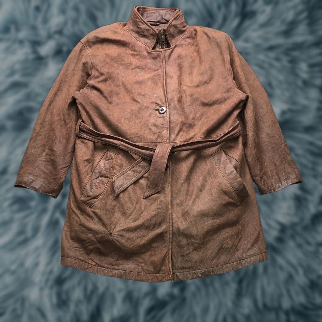 Vintage VINTAGE Wilsons Leather Adventure Bound Long Leather Coat Mens M Thinsulate Brown Belted Lined Pockets 90s Overcoat Polo Size US M / EU 48-50 / 2 - 1 Thumbnail