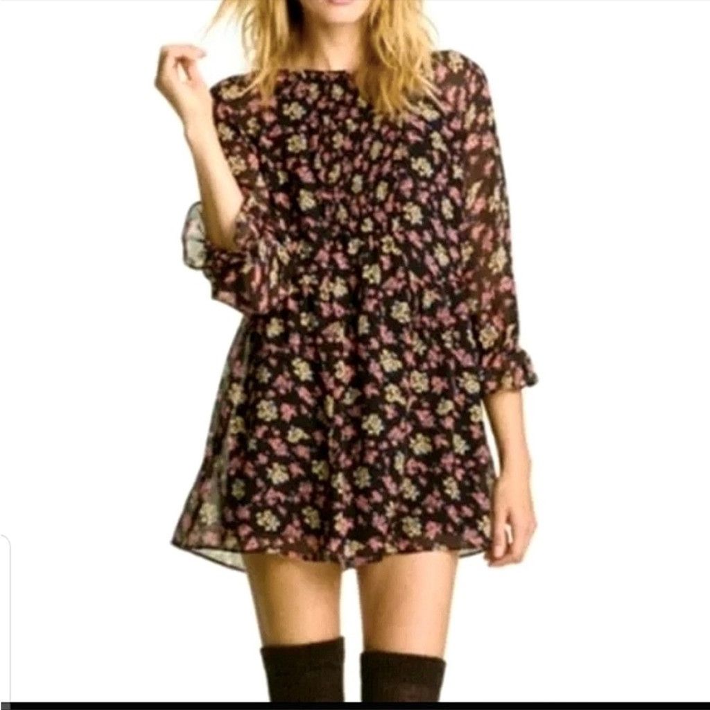 Free People Free People Doll Pants Chiffon Baby Doll Floral Dress Size 2 Size XS / US 0-2 / IT 36-38 - 2 Thumbnail