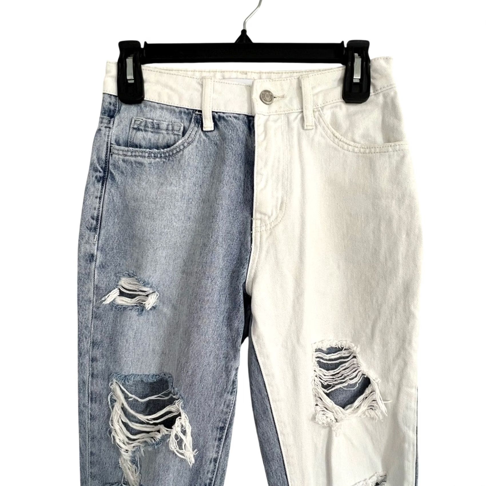 Vintage Vervet Jeans Shirt Women 24 Two Tone Distressed V2804 White Blue Two Tone Jeans Distressed Blur White Vervet Women 24 Size 42" / US 20 - 6 Thumbnail