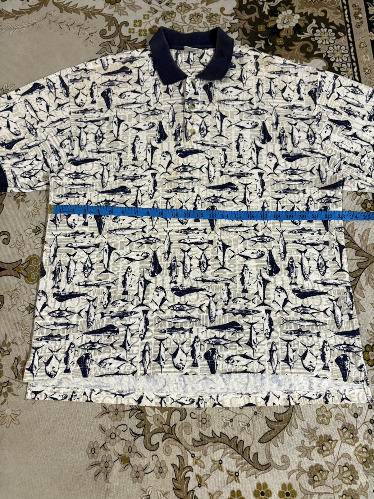 Columbia × Japanese Brand × Vintage Vintage Columbia Full Print Fish Polo Tee Size US XL / EU 56 / 4 - 12 Thumbnail