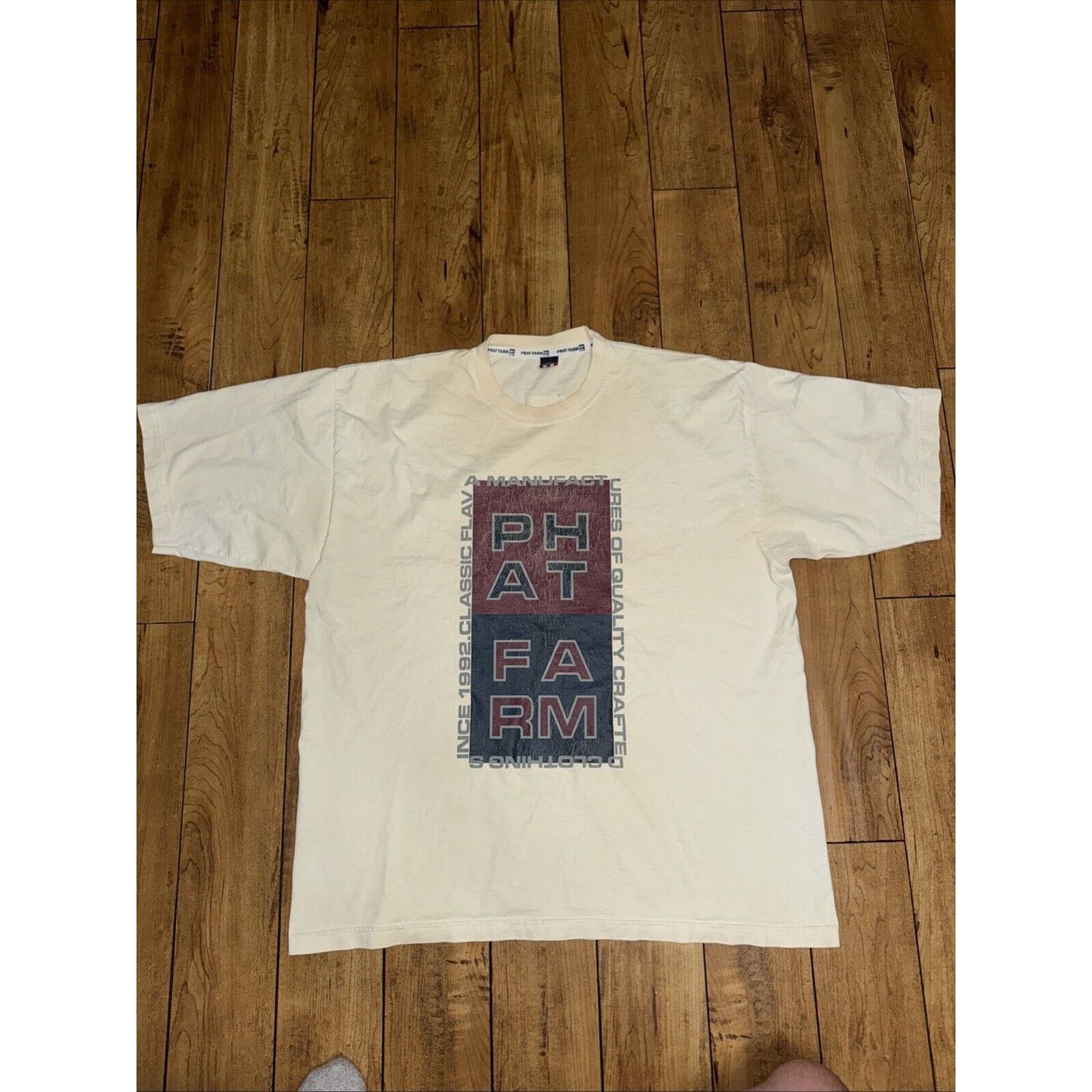 Phat Farm × Rap Tees × Vintage Phat Farm Graphic T-Shirt Tan XL Hip-Hop Streetwear 24x30 Size US XL / EU 56 / 4 - 1 Thumbnail