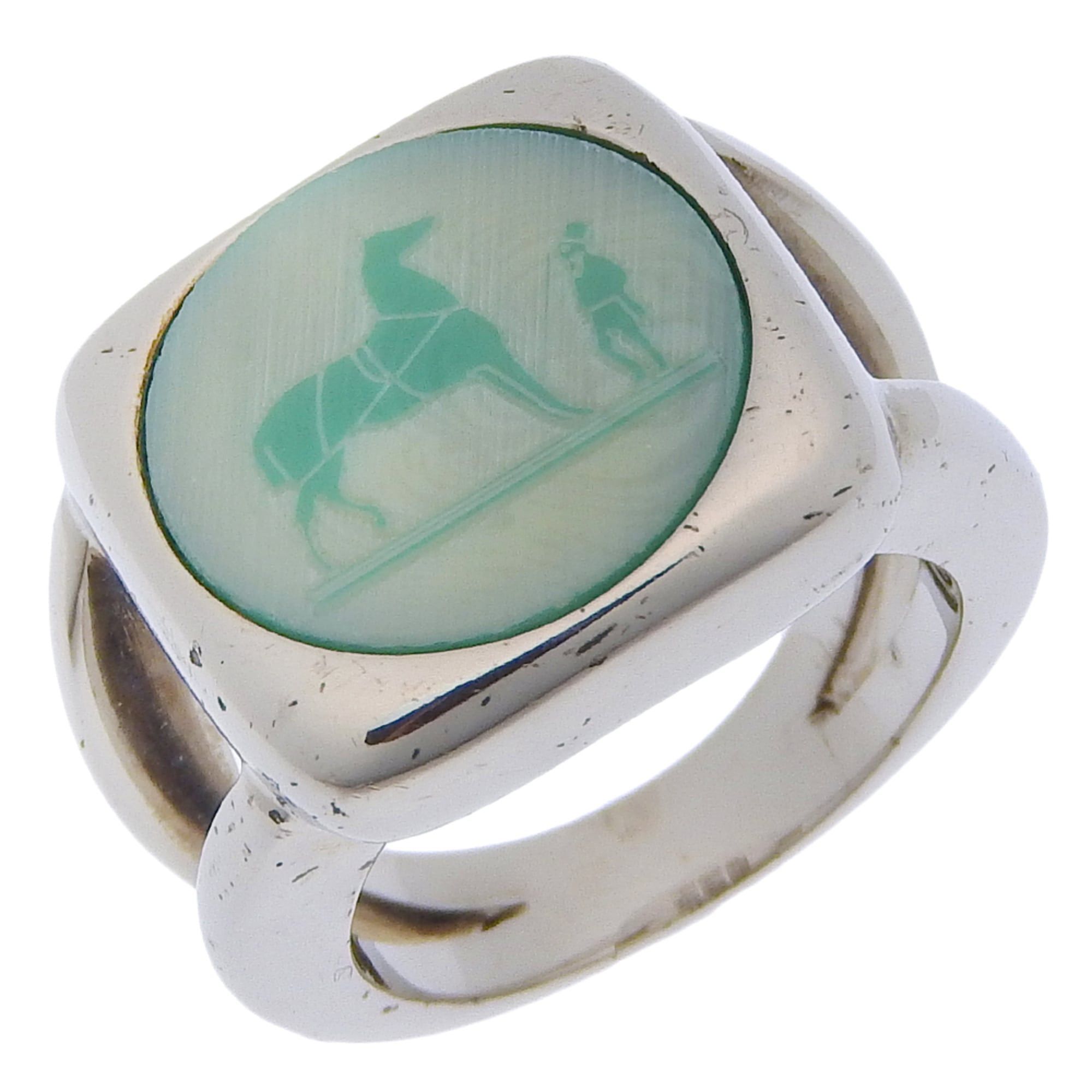 Hermes Hermes Corozo ring, size 10, sterling silver (925), approximately 10.4g, unisex. Size ONE SIZE - 1 Thumbnail