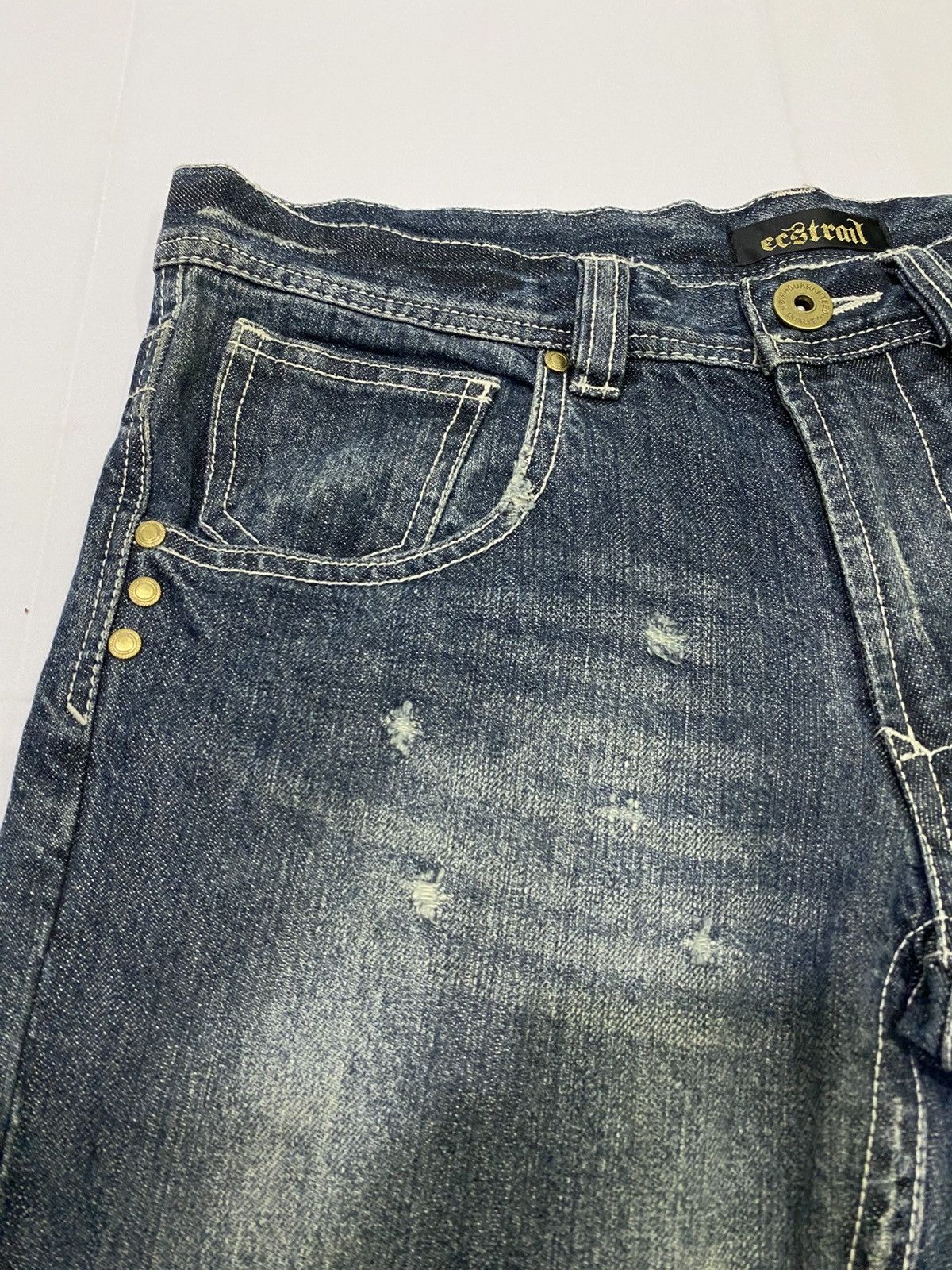 Japanese Brand Tornado mart x Ecstrail flare distressed jeans Size US 32 / EU 48 - 11 Thumbnail