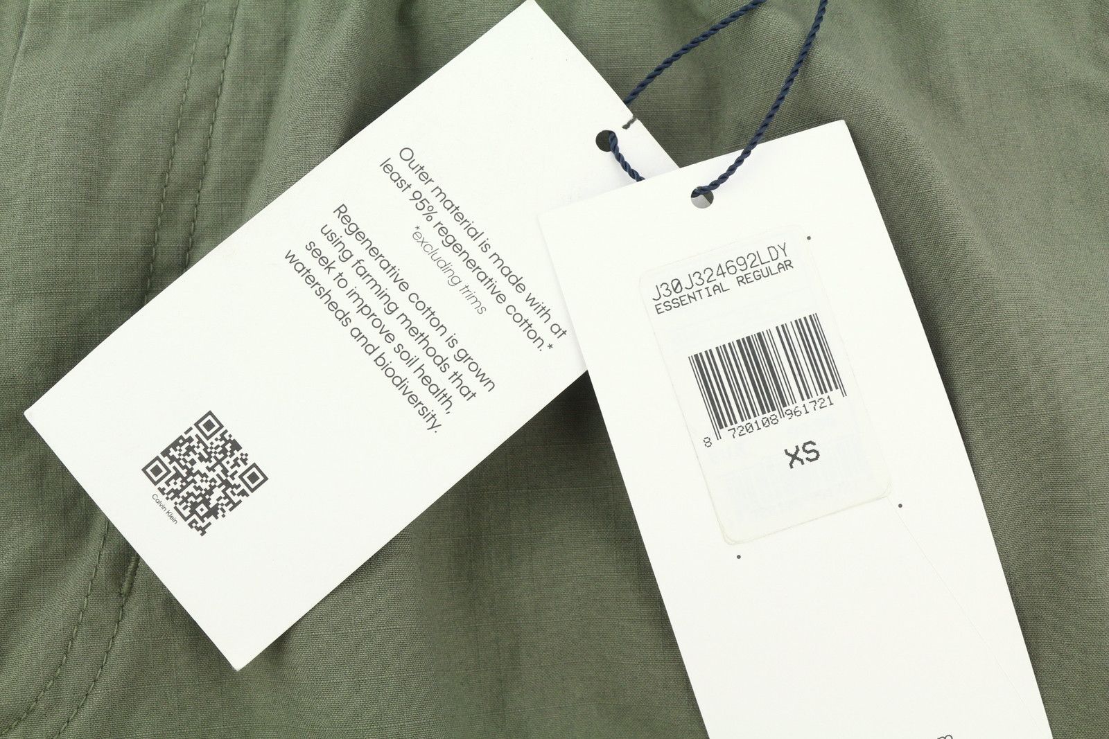 Calvin Klein ESSENTIAL REGULAR XS Green Cargo Waist Logo Trousers 85166 Size US 31 - 7 Thumbnail