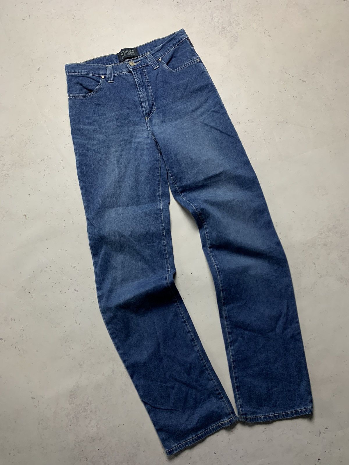 Versace × Vintage Vintage Versace Medusa Baggy Jeans Y2K 31 Size US 31 - 4 Thumbnail