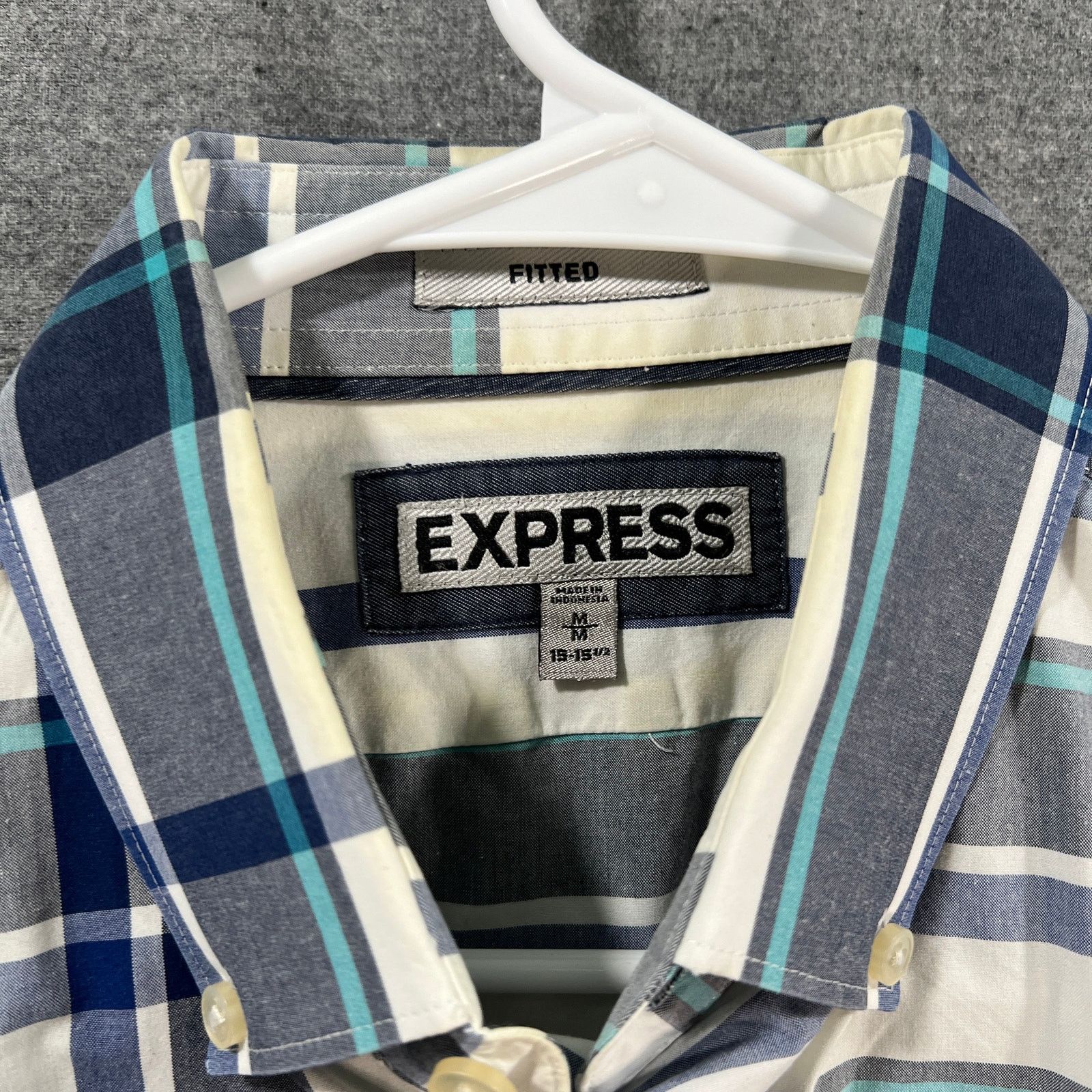 Express Express Men's Long-sleeve Button-up Shirt Blue Size Medium Size US M / EU 48-50 / 2 - 3 Thumbnail