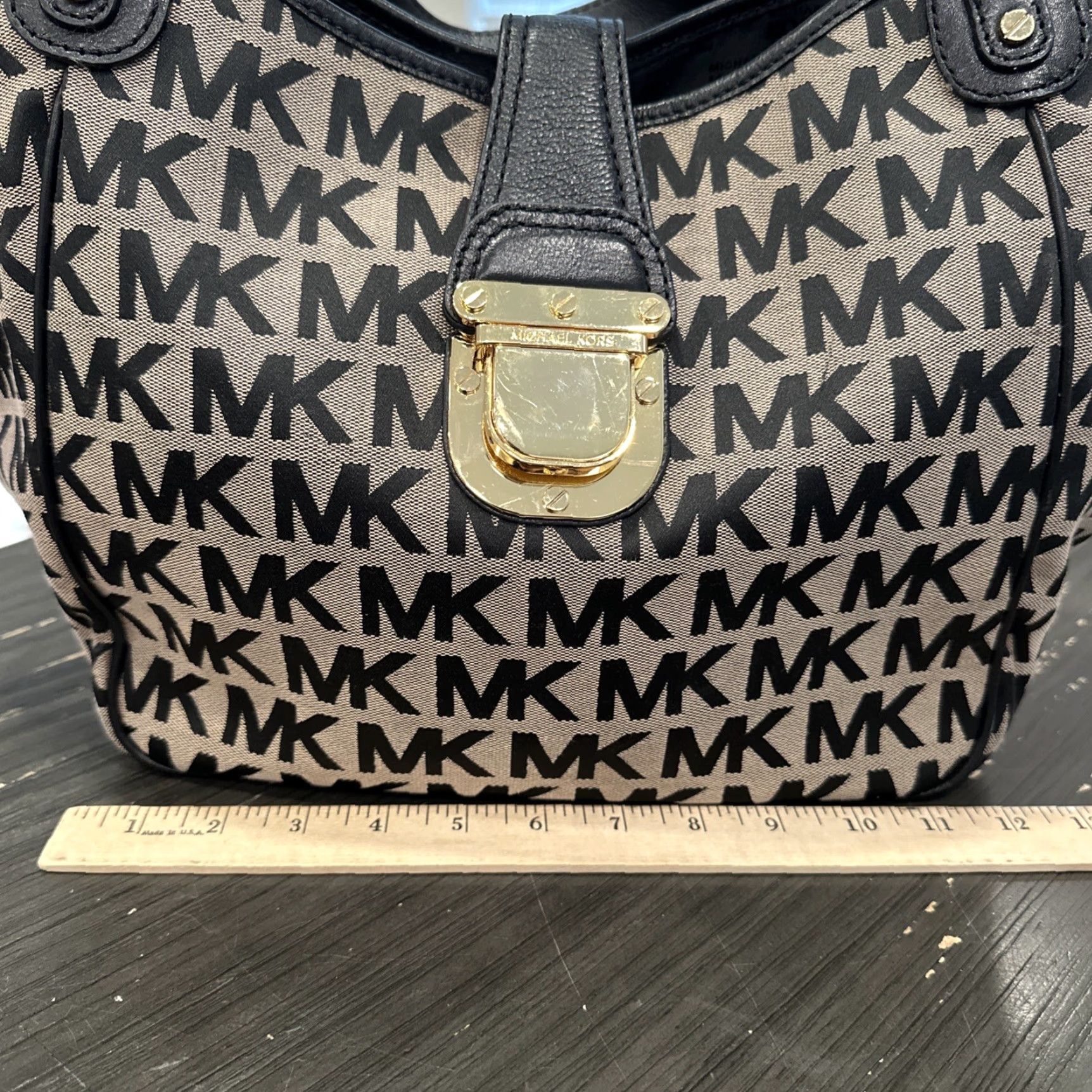Michael Kors MICHAEL KORS Jet Set Travel Tote Bag Beige Canvas Leather Gold Hardware Womens Size ONE SIZE - 3 Thumbnail