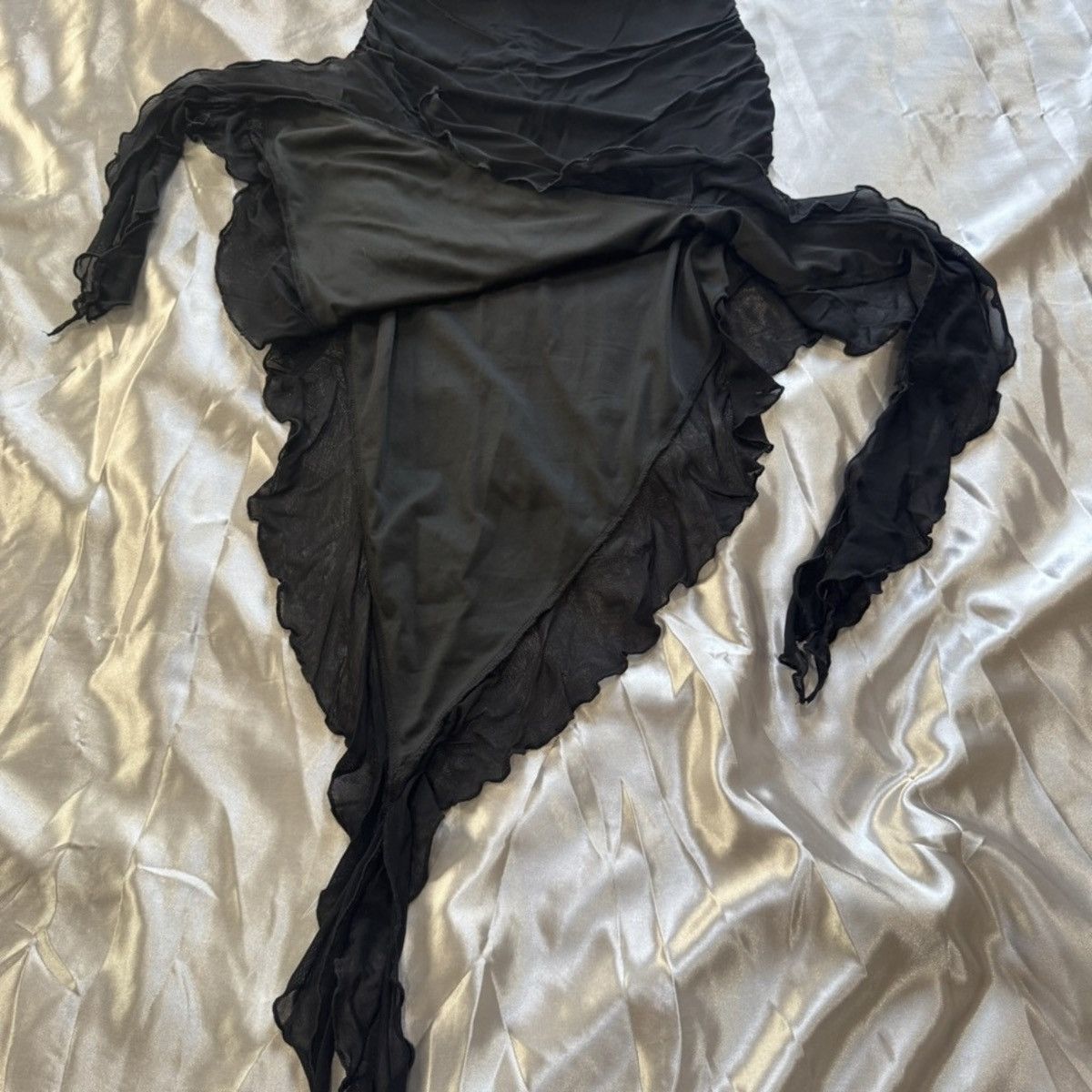 Shein Black Irregular Ruffle Trim Dress Size M / US 6-8 / IT 42-44 - 6 Thumbnail