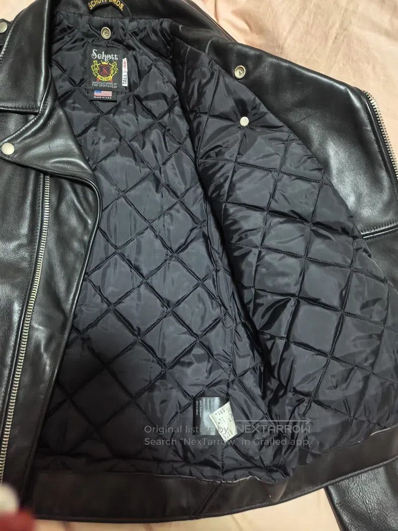 Schott Black cowhide motorcycle leather jacket Size US XXS / EU 40 - 3 Thumbnail