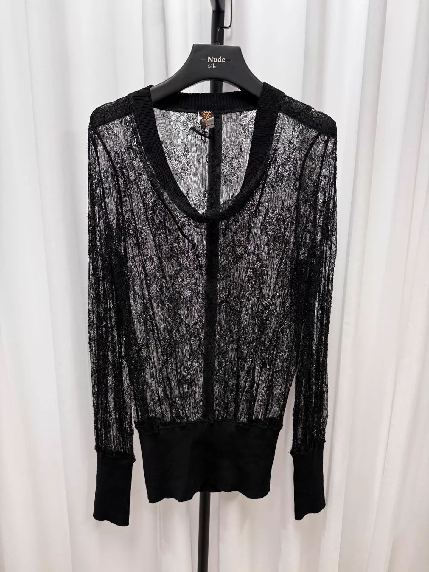Jean Paul Gaultier Jean Paul Gaultier Black Lace Longsleeve Top XL Size XL / US 12-14 / IT 48-50 - 1 Thumbnail