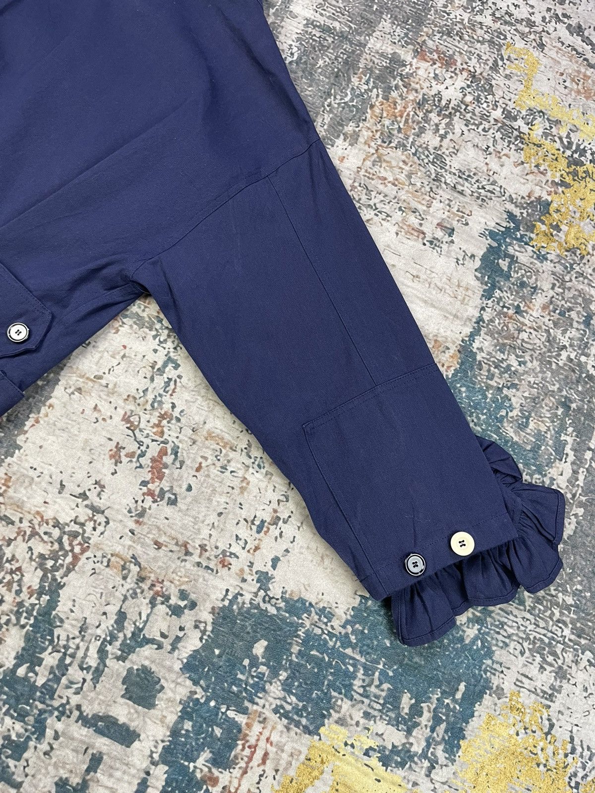 If Six Was Nine Erika Cavallini Flore Crew Neck Navy Ruffles Jacket Size M / US 6-8 / IT 42-44 - 9 Thumbnail