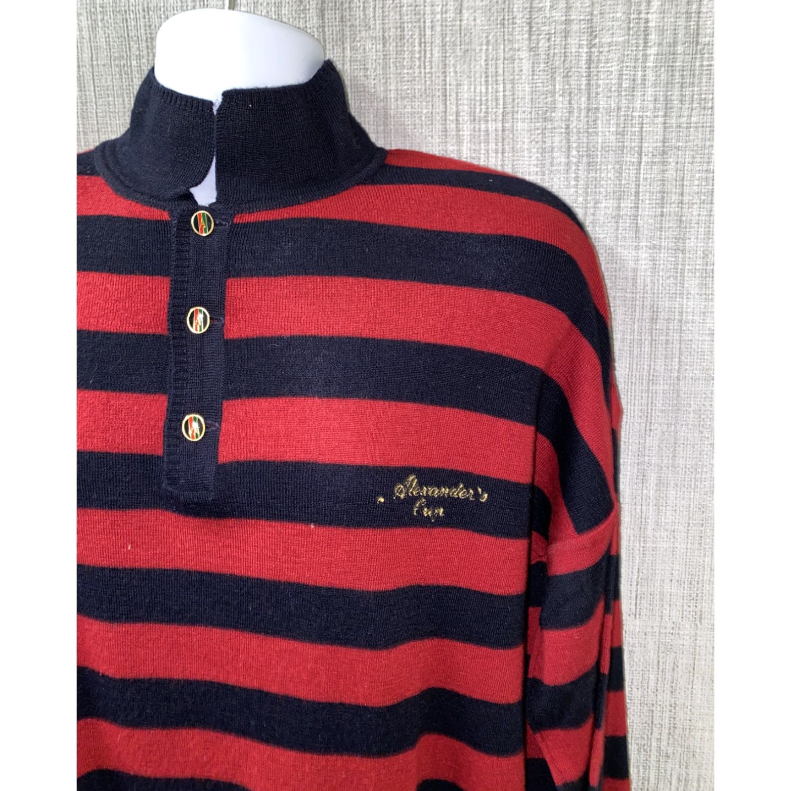 Vintage Alexander’s Sweater Shirt Mens Size S Red/Black Wool Acrylic Italian Made 1/2 Button Mens Size US S / EU 44-46 / 1 - 2 Thumbnail