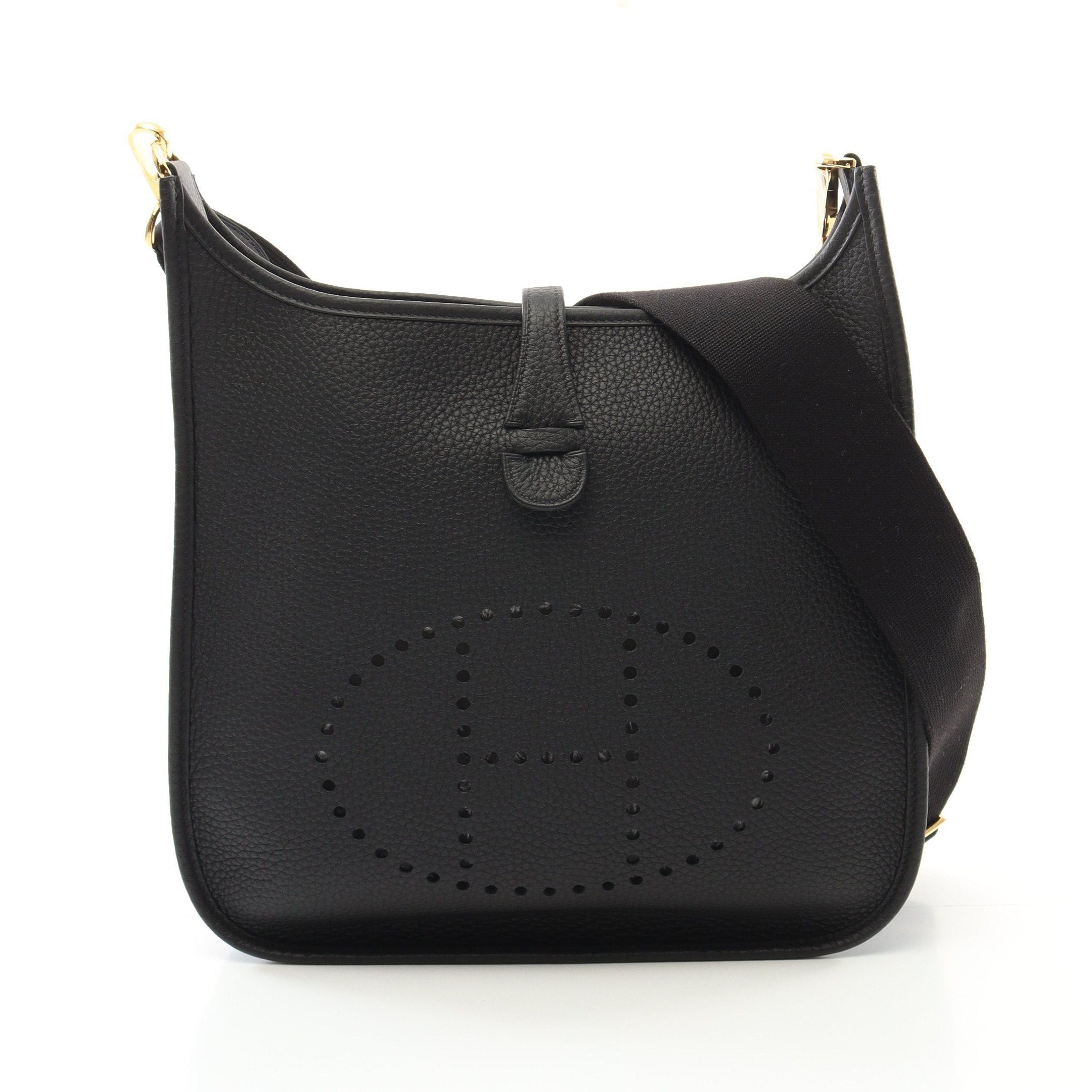Hermes Hermes Evelyn 3 Troyes Pm Shoulder Bag Clemence Leather Black Gold Hardware Double Engraved Size ONE SIZE - 1 Thumbnail