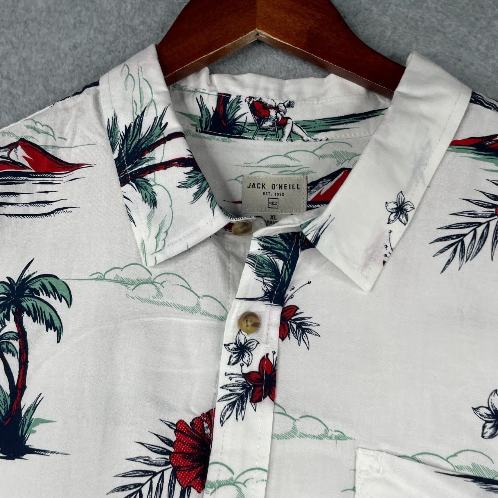 O'Neill Jack O'Neill Shirt Mens XL Short Sleeve Santa Christmas Tropical Button Up Multicolor Size US XL / EU 56 / 4 - 3 Thumbnail