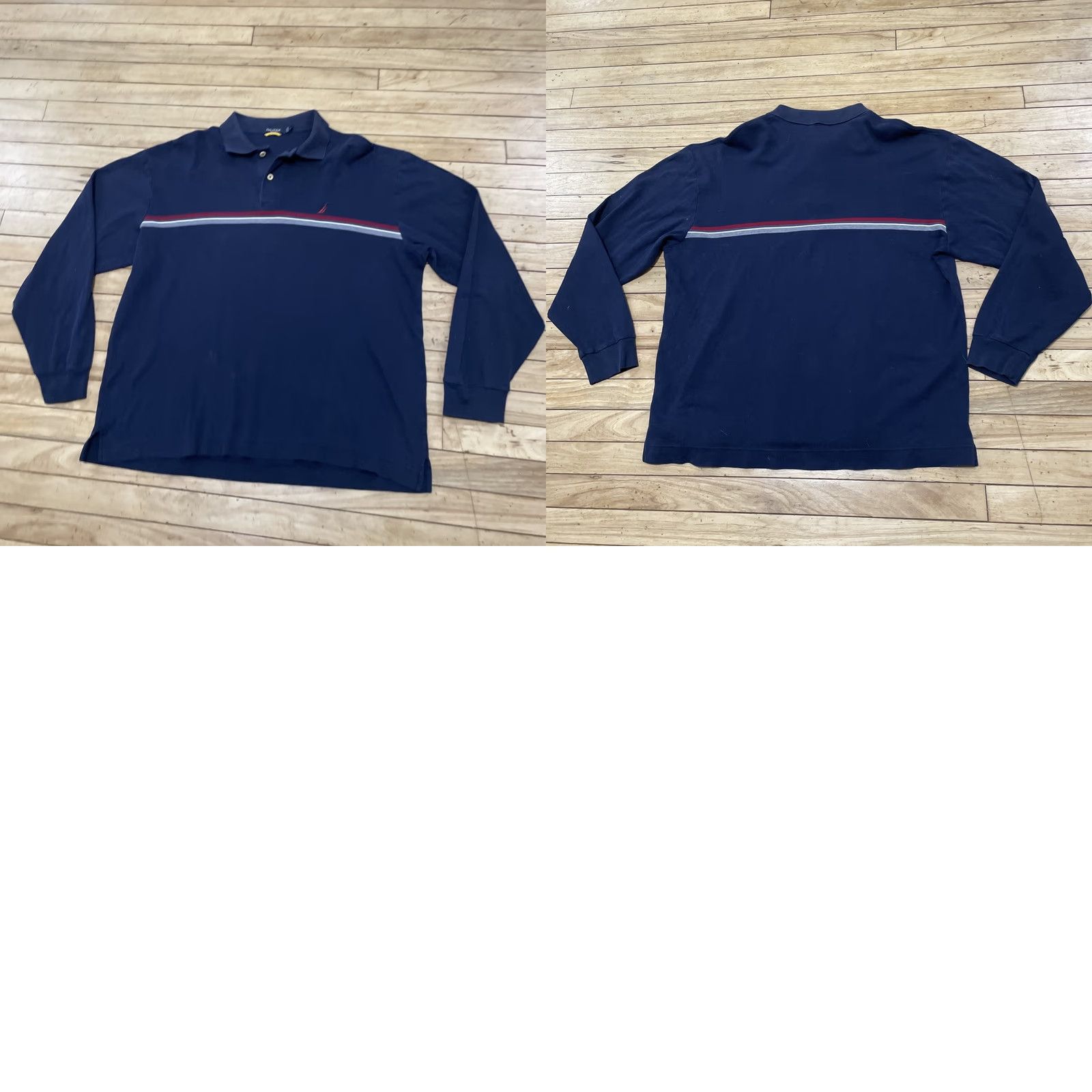 Nautica Nautica Polo Sweater Men XL Blue White Red Y2K CenterStripe Preppy Quarter Rugby Shirt Sweater Size US XL / EU 56 / 4 - 11 Thumbnail