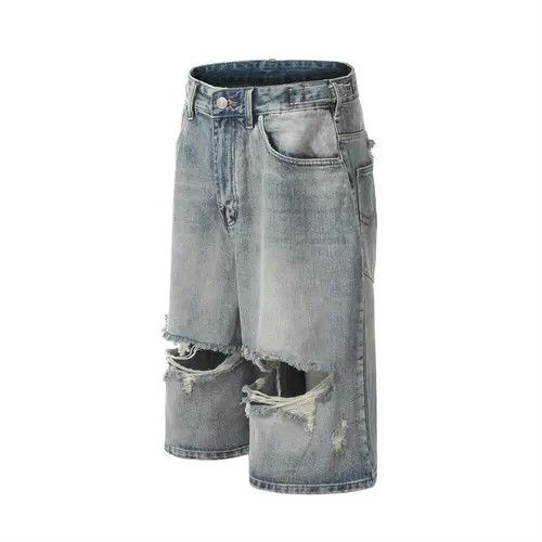 VIBE American street loose casual wide-leg ripped denim shorts Size US 32 / EU 48 - 2 Thumbnail