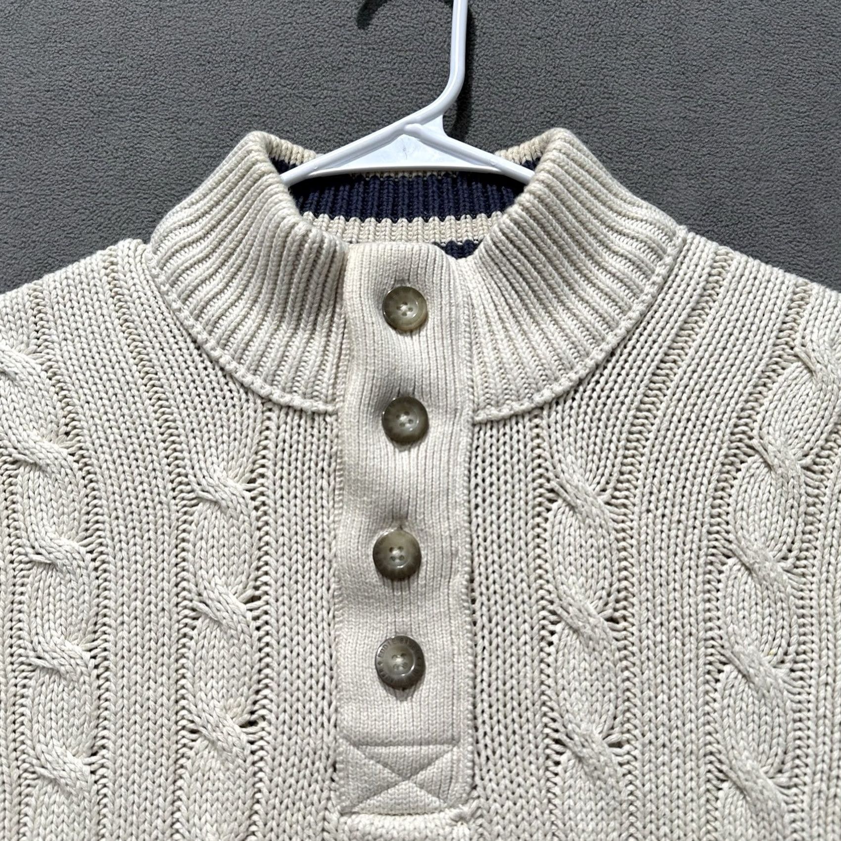 Eddie Bauer Eddie Bauer Sweater Mens LT Large Tall Cream Cable Knit Henley Cotton Outdoor Size US L / EU 52-54 / 3 - 3 Thumbnail