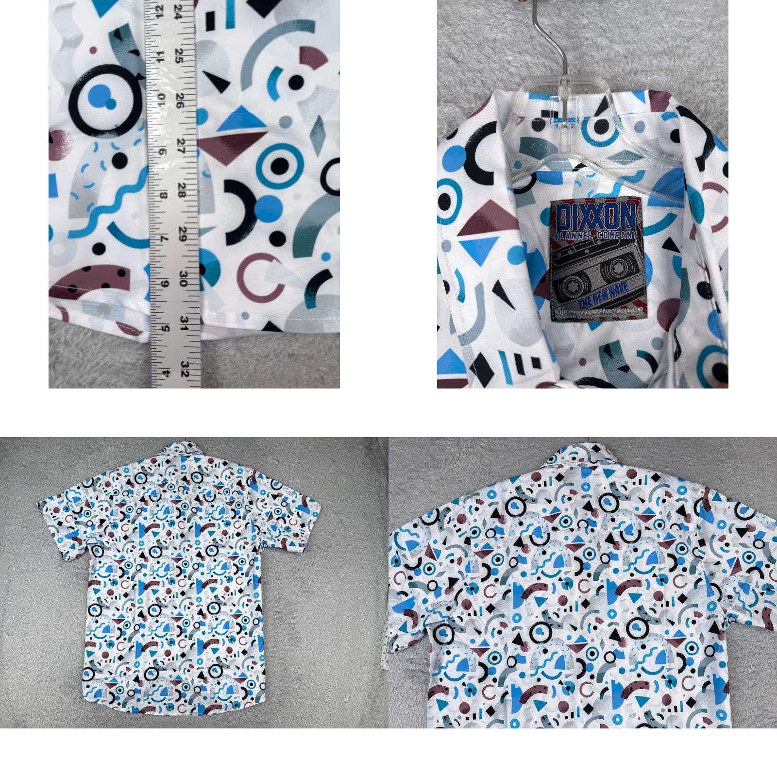 Vintage Dixxon Shirt Adult Large White Blue Party Shirt The New Wave Retro 90s Look Poly Shirt Button-Up Men Regular Short Sleeve Floral Hawaiian 90s Mens Size US L / EU 52-54 / 3 - 9 Thumbnail