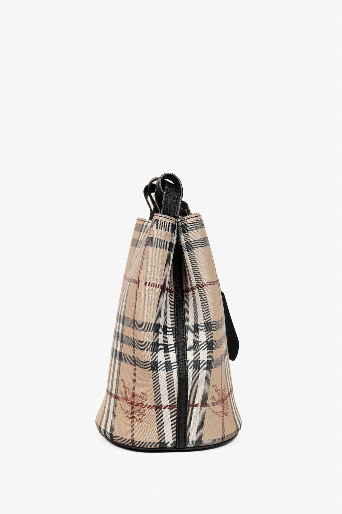 Burberry Burberry Small Lorne Haymarket Check Leather-Trim Bucket Bag Size ONE SIZE - 3 Thumbnail