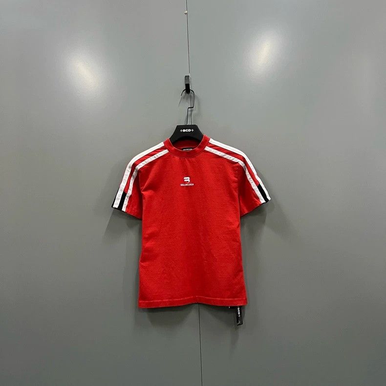 Balenciaga Balenciaga Red side stripe logo short sleeve Size US M / EU 48-50 / 2 - 1 Thumbnail