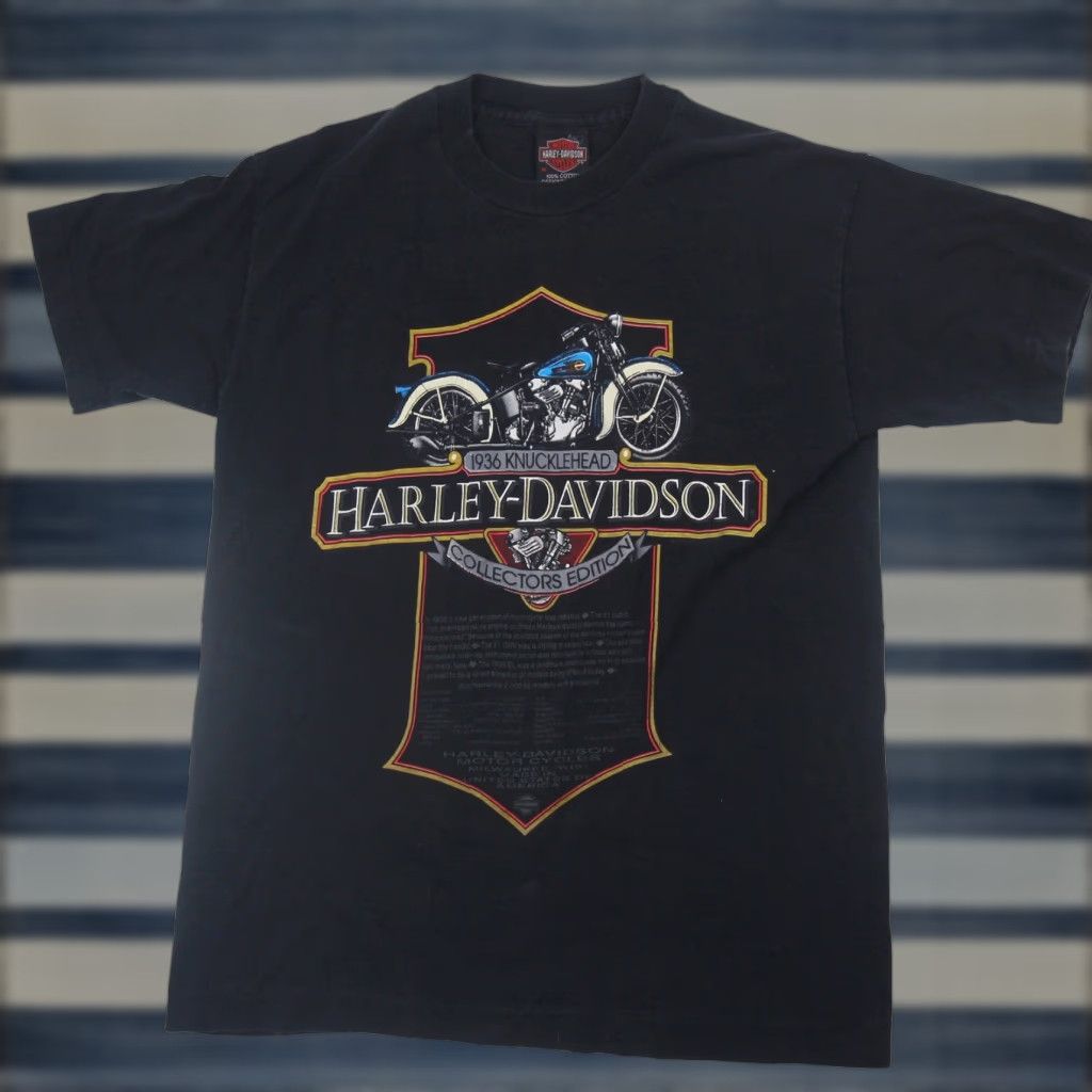Harley Davidson VINTAGE Harley-Davidson 1936 Knucklehead Limited Edition graphic T Shirt Men's M Black Harley-Davidson shirt Men Medium 90s era Size US M / EU 48-50 / 2 - 1 Thumbnail