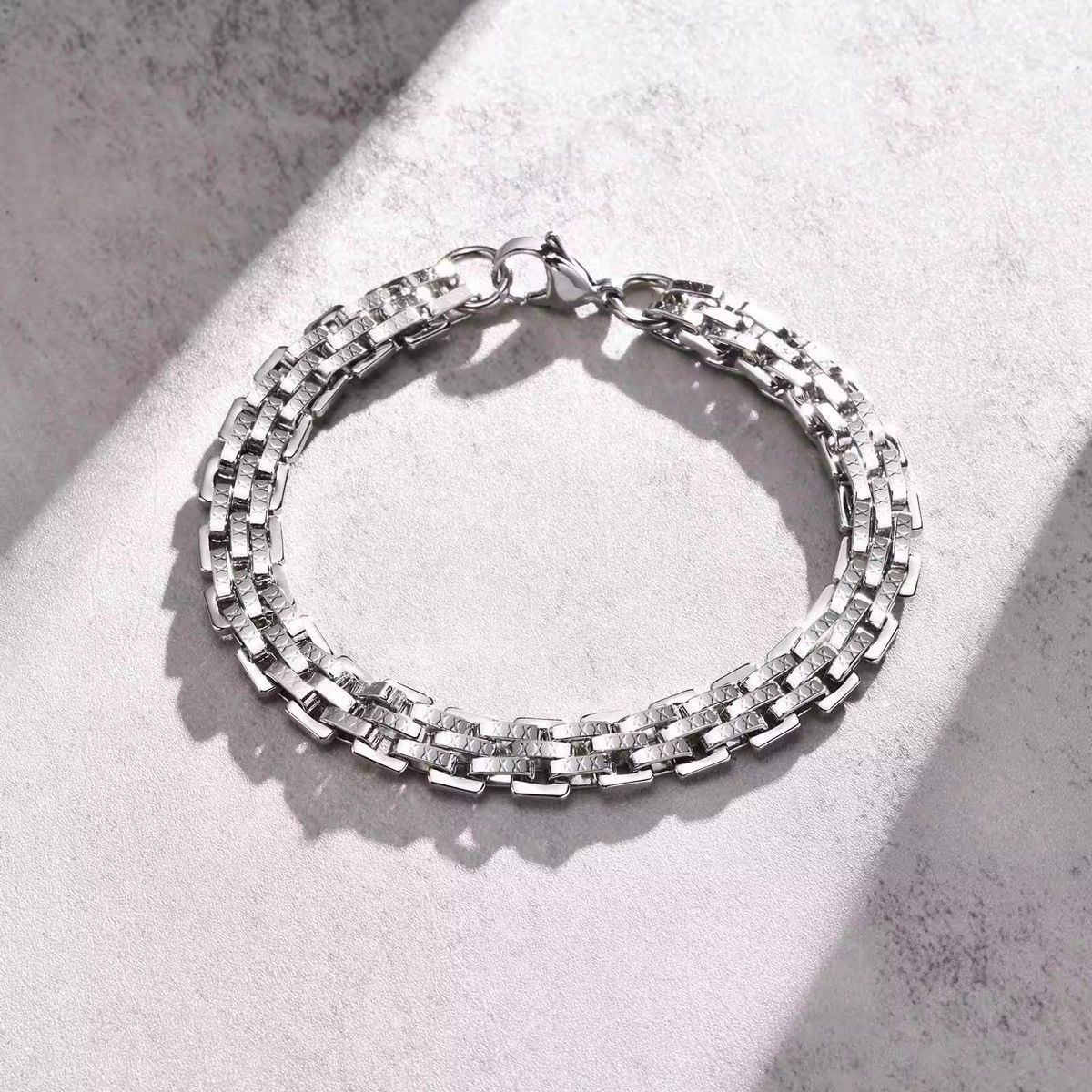 Jewelry Handmade Link Chain Stainless Steel Punk Bracelets Size ONE SIZE - 5 Thumbnail