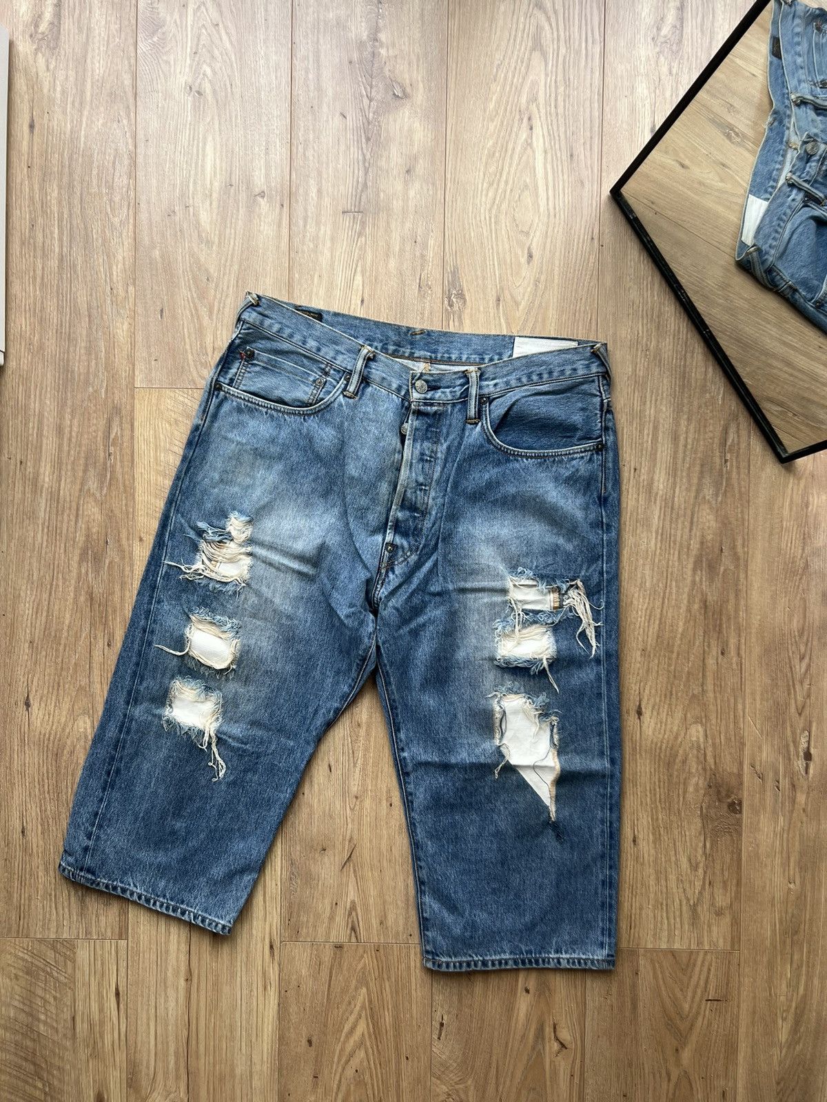 Evisu 00’s EVISU SELVEDGE DAICOCK RIPPED BANDANA JORTS RARE Y2K Size US 36 / EU 52 - 2 Thumbnail