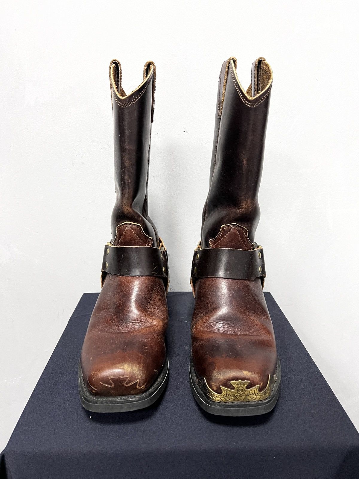 Grinders leather eagle harness motorcycle boots metal guidi