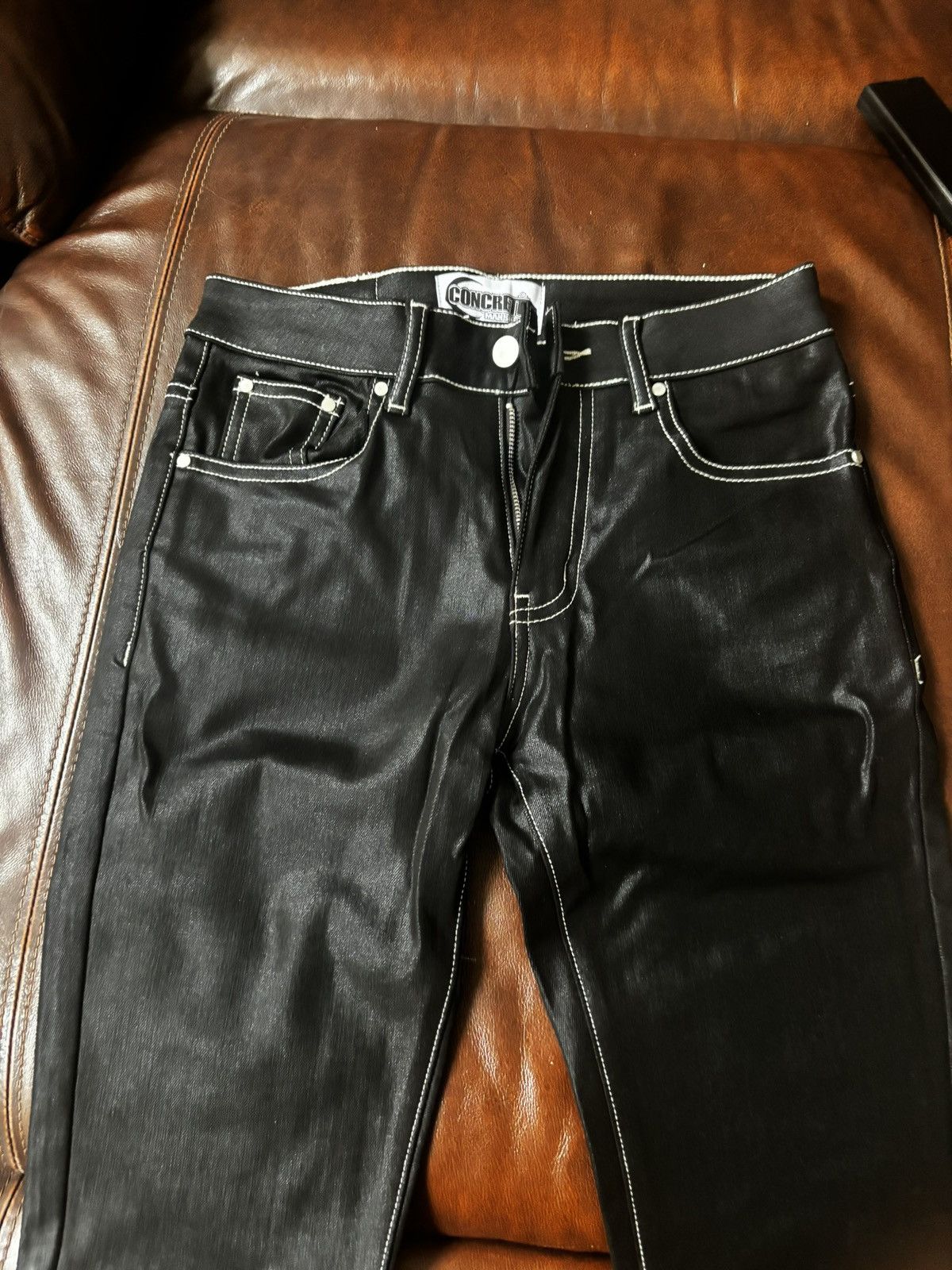 Vintage Black Leather Pants Size US 28 / EU 44 - 2 Thumbnail
