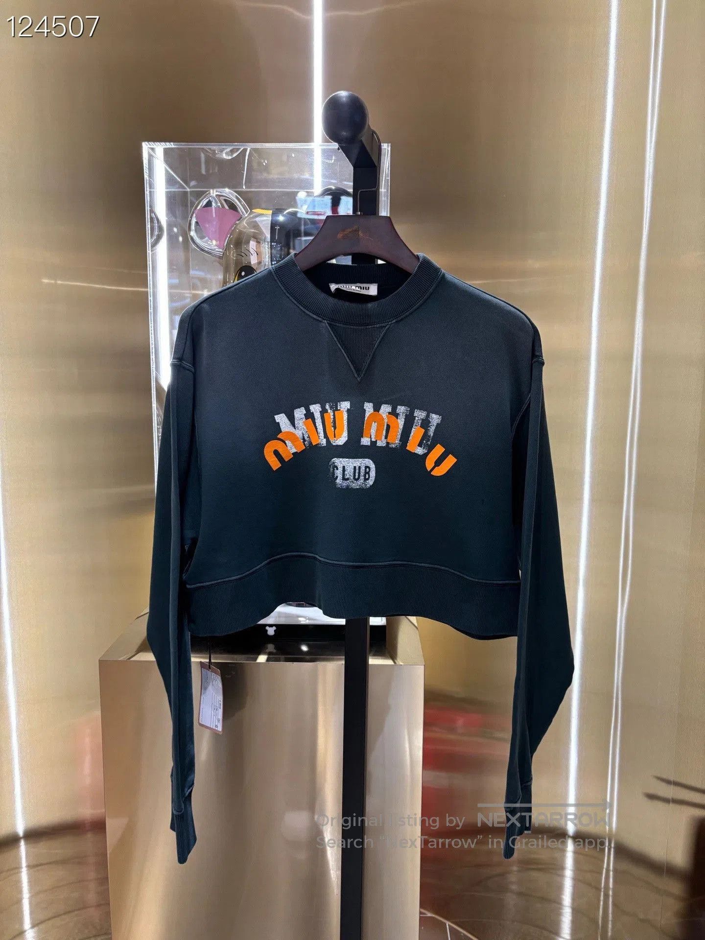 Miu Miu Miumiu Women's Logo Print Cropped Sweatshirt. Size S / US 4 / IT 40 - 1 Thumbnail