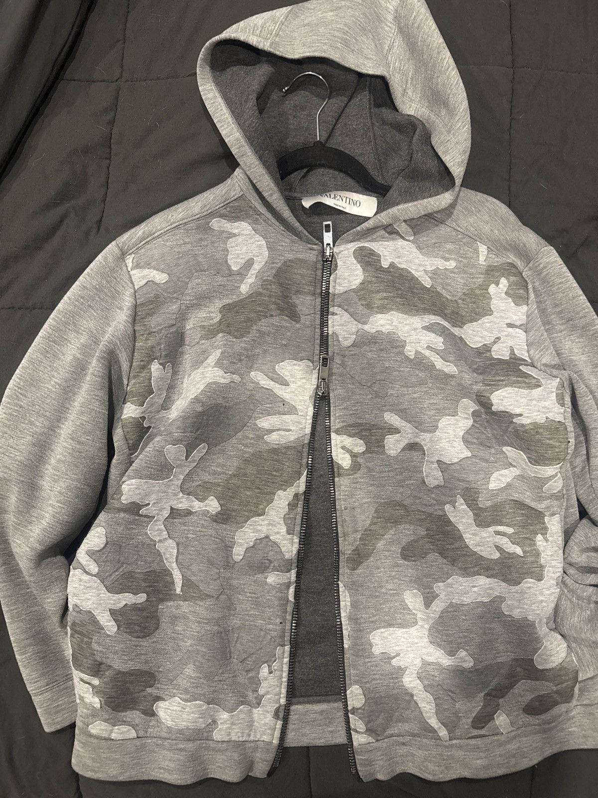 Valentino Valentino grey camouflage zip hoodie Size US M / EU 48-50 / 2 - 2 Thumbnail