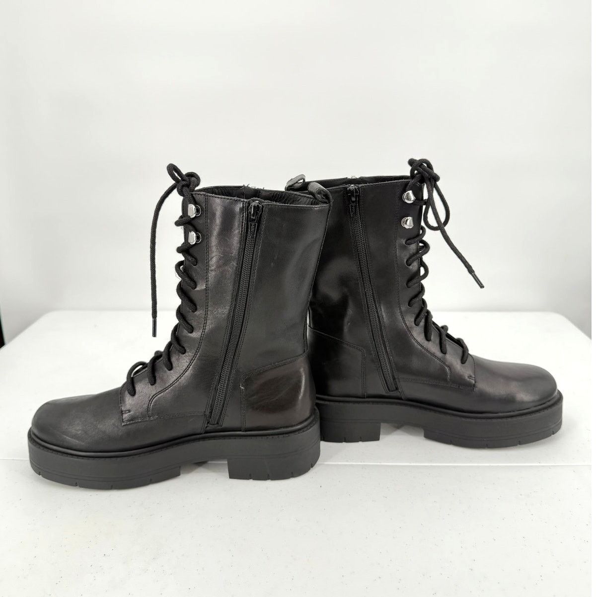 Geox NEW Geox D Spheric EC7 Leather Zippered Biker Mid Boots Size US 9 / IT 39 - 8 Thumbnail