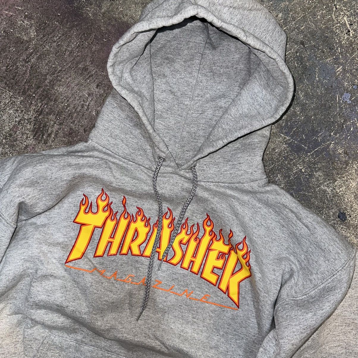 Skategang Streetwear Thrasher Thrasher Flame Logo Grey Hoodie Grailed