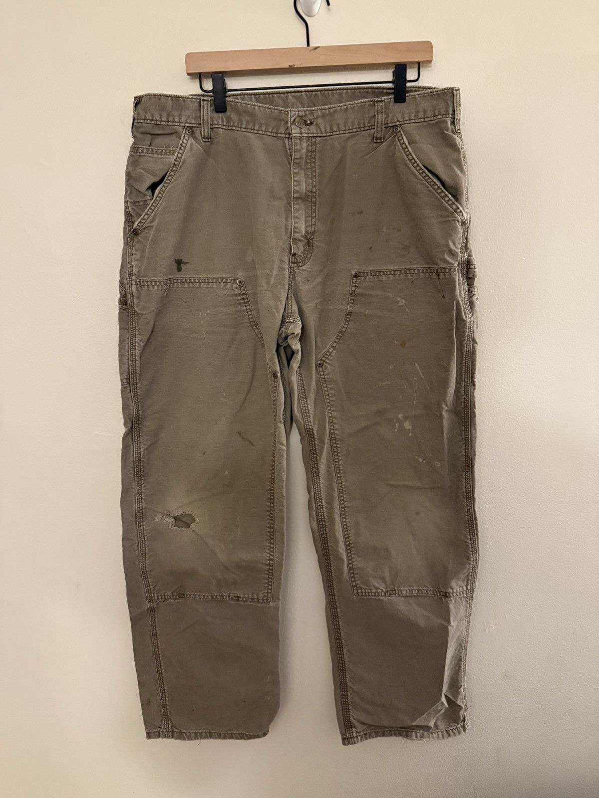 Carhartt Vintage Faded Carhartt Double Knee Olive 4gseller Size US 36 / EU 52 - 1 Thumbnail