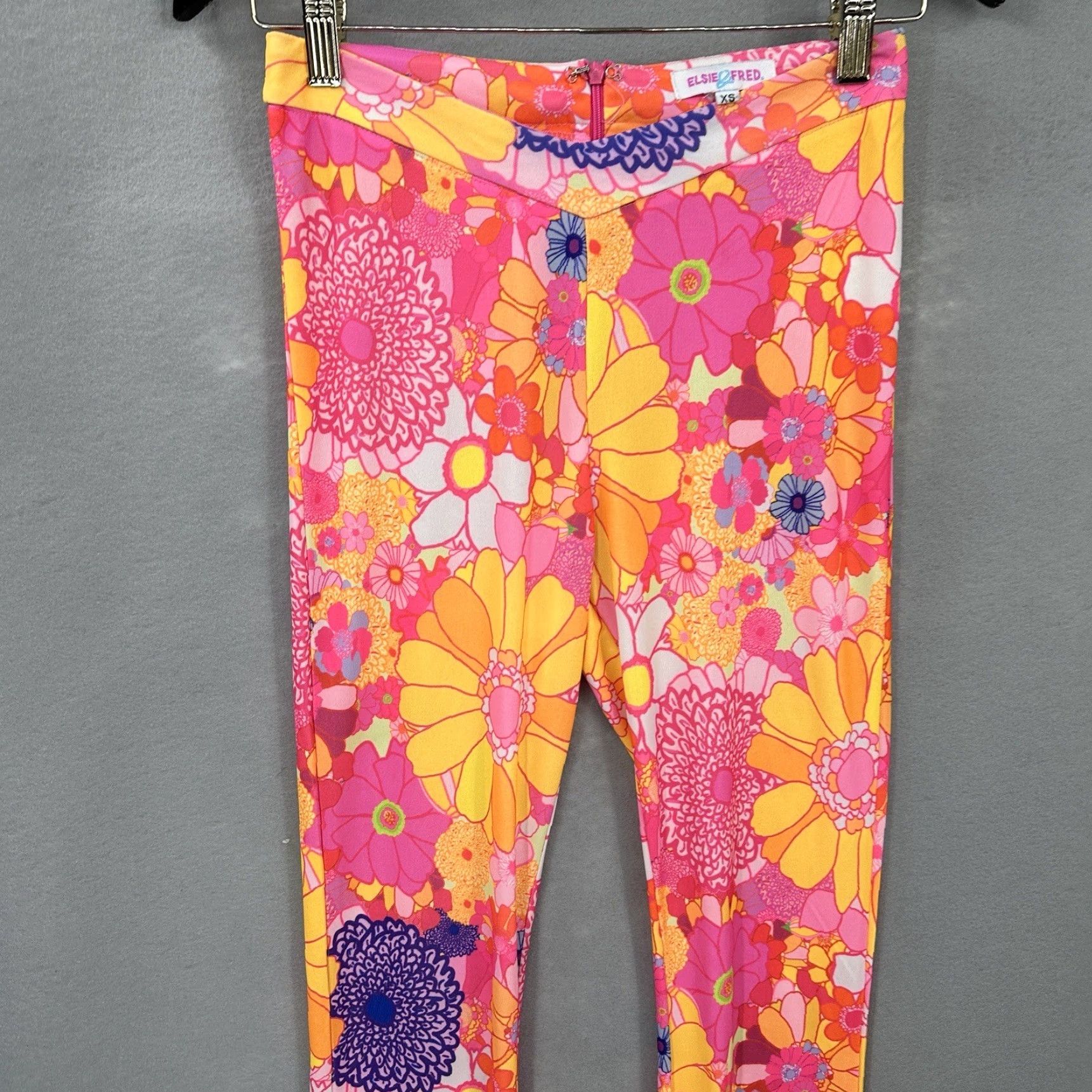 Vintage Elsie & Fred Floral Pants Womens XS Pink Hippie Flare Retro Zipper Casual Festival Flares Size 26" / US 2 / IT 38 - 3 Thumbnail